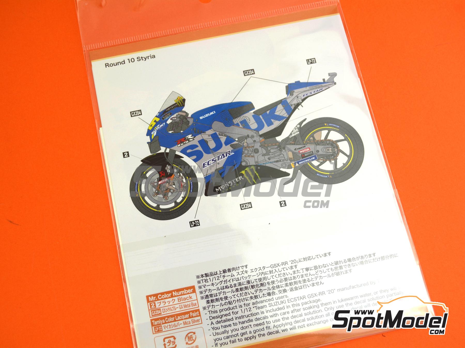 Image 3: Suzuki GSX-RR Equipo Suzuki Ecstar patrocinado por Monster -  2021 | Decoraci&oacute;n en escala&nbsp;1/12 fabricado por Shunko Models (ref.&nbsp;SHK-D516)