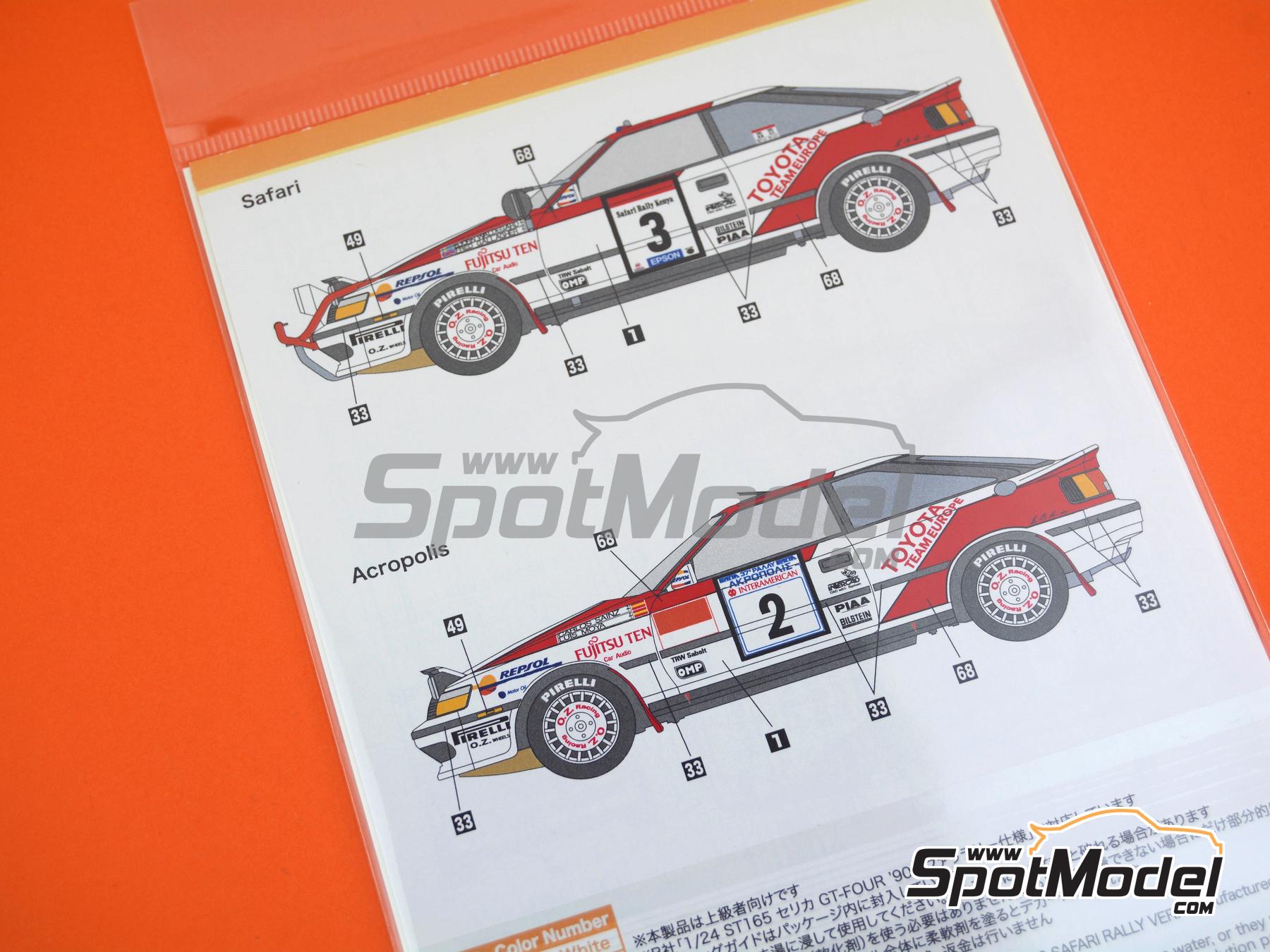 Image 5: Toyota Celica GT-Four ST165 Group A Toyota Team Europe TTE Team sponsored by Repsol, Fujitsu Ten - Acropolis Rally, Safari Rally 1990 | Marking / livery in 1/24 scale manufactured by Shunko Models (ref.&nbsp;SHK-D519)