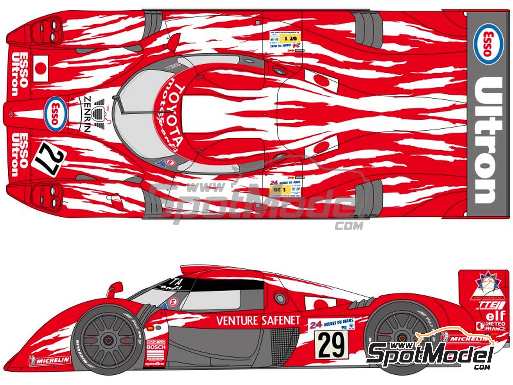 Image 1: Toyota TS020 GT-One Toyota Motorsport Team sponsored by Esso Ultron - 24 Hours Le Mans 1998 | Marking / livery in 1/24 scale manufactured by Shunko Models (ref.&nbsp;SHK-D520)