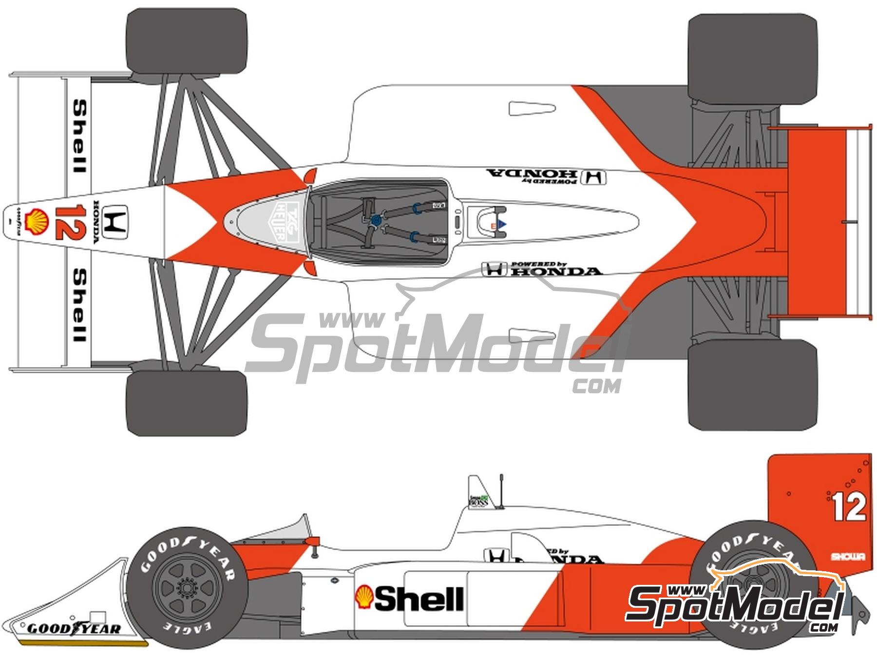 Image 1: McLaren Honda MP4/4 Equipo McLaren Racing Limited patrocinado por Marlboro -  1988 | Decoración en escala 1/12 fabricado por Shunko Models (ref. SHK-D521)