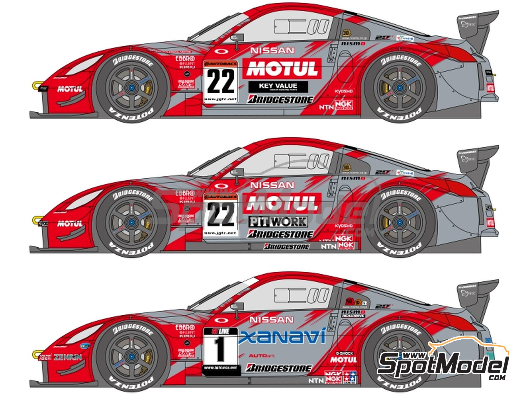 Image 1: Nissan 350Z Nismo, Pitwork Team sponsored by Xanavi, Motul - Japanese Grand Touring Car Championship (JGTC) 2004 | Marking / livery in 1/24 scale manufactured by Shunko Models (ref.&nbsp;SHK-D526)