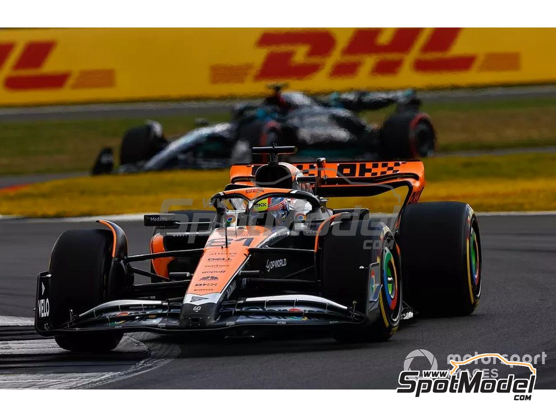 Image 1: McLaren Mercedes MCL60 McLaren F1 Team sponsored by Chrome, Velo - British Formula 1 Grand Prix 2023 | Diecast model car in 1/18 scale manufactured by Solido (ref.&nbsp;DIE-59949, also 3663506036576 and S1811202)