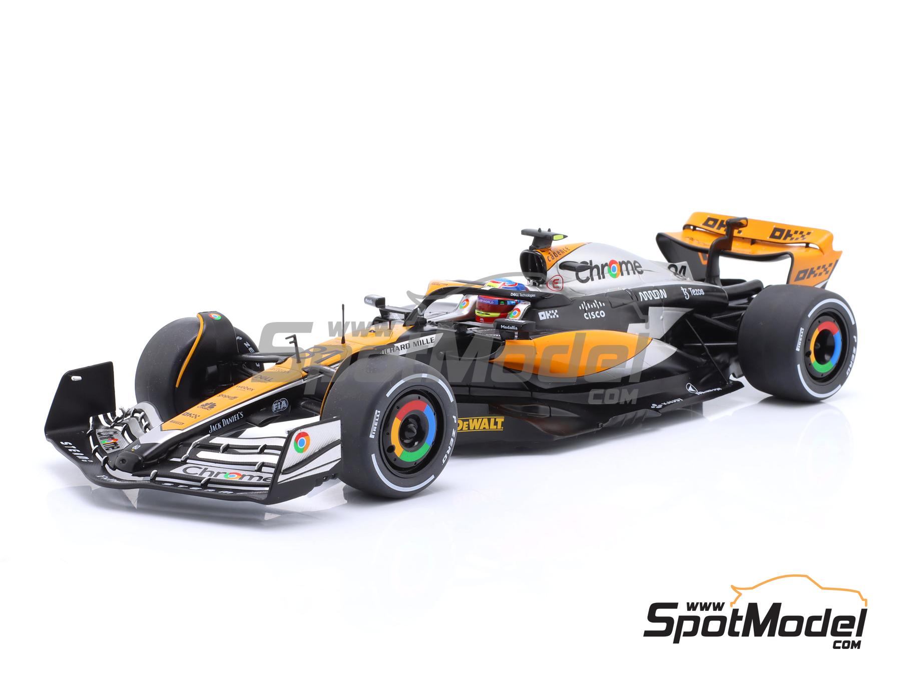 Image 2: McLaren Mercedes MCL60 McLaren F1 Team sponsored by Chrome, Velo - British Formula 1 Grand Prix 2023 | Diecast model car in 1/18 scale manufactured by Solido (ref.&nbsp;DIE-59949, also 3663506036576 and S1811202)