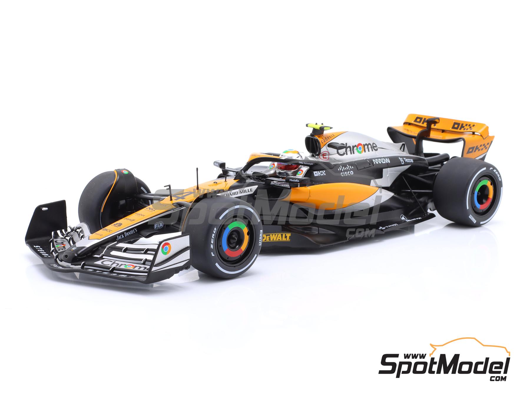 Image 2: McLaren Mercedes MCL60 McLaren F1 Team sponsored by Chrome, Velo - British Formula 1 Grand Prix 2023 | Diecast model car in 1/18 scale manufactured by Solido (ref. DIE-59950, also 3663506036569 and S1811201)