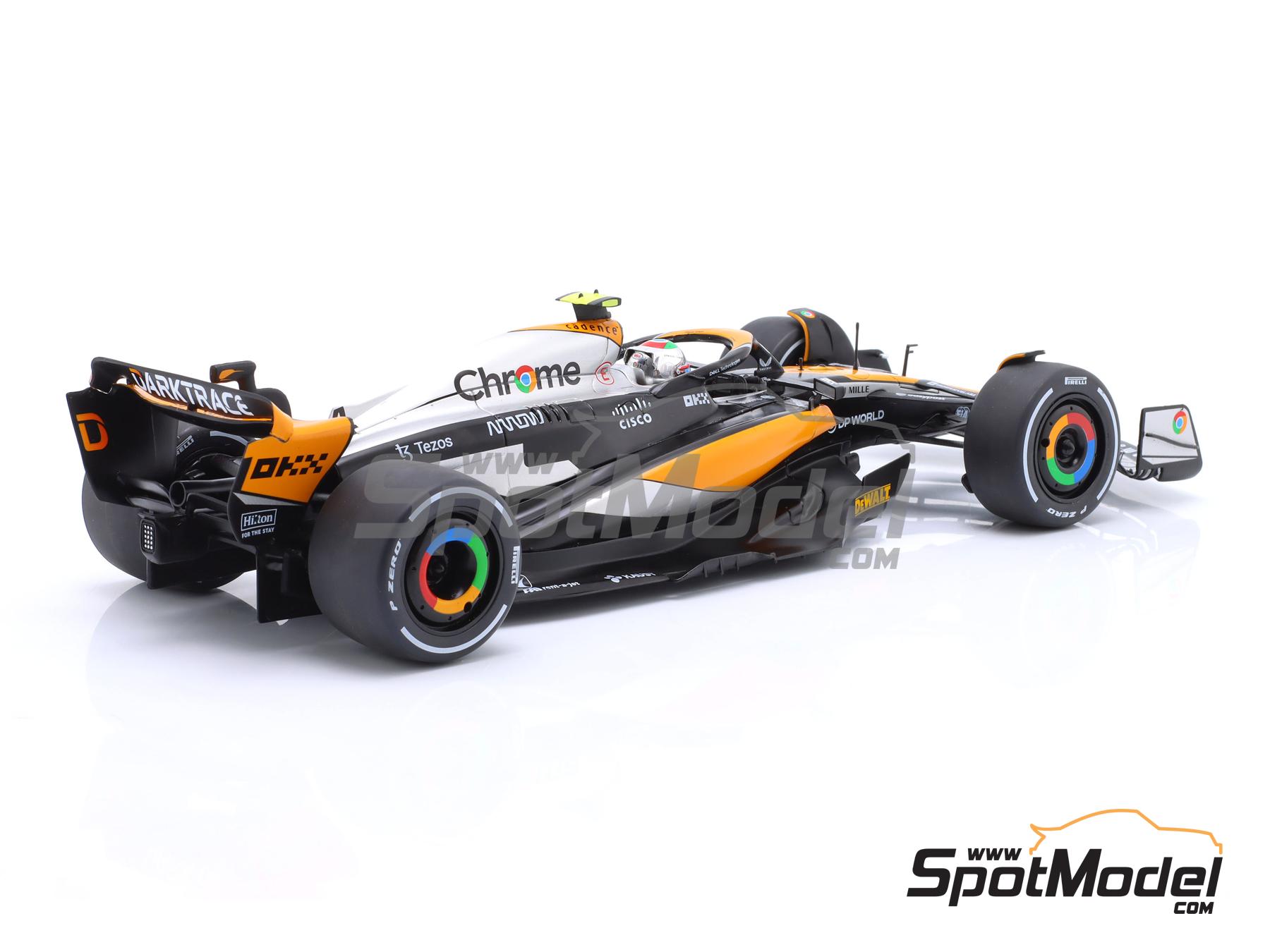 Image 3: McLaren Mercedes MCL60 McLaren F1 Team sponsored by Chrome, Velo - British Formula 1 Grand Prix 2023 | Diecast model car in 1/18 scale manufactured by Solido (ref. DIE-59950, also 3663506036569 and S1811201)