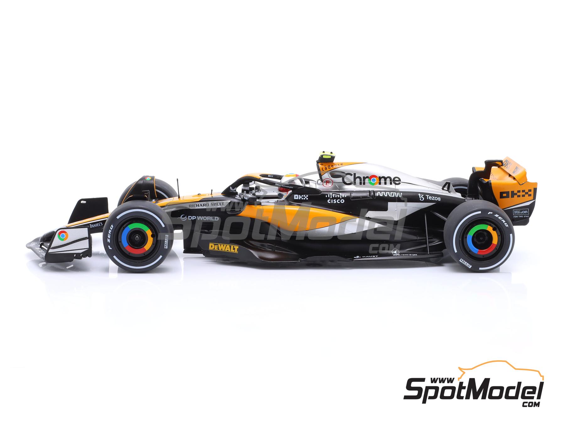 Image 4: McLaren Mercedes MCL60 McLaren F1 Team sponsored by Chrome, Velo - British Formula 1 Grand Prix 2023 | Diecast model car in 1/18 scale manufactured by Solido (ref. DIE-59950, also 3663506036569 and S1811201)