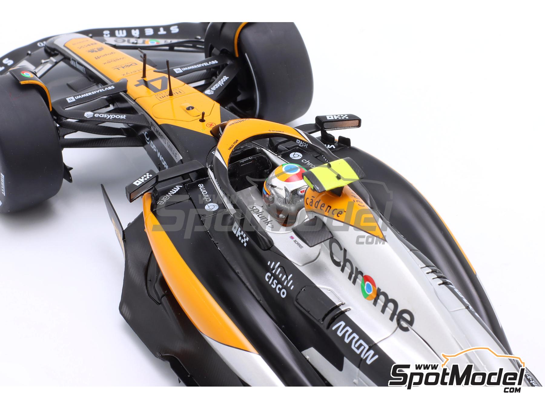 Image 5: McLaren Mercedes MCL60 McLaren F1 Team sponsored by Chrome, Velo - British Formula 1 Grand Prix 2023 | Diecast model car in 1/18 scale manufactured by Solido (ref. DIE-59950, also 3663506036569 and S1811201)