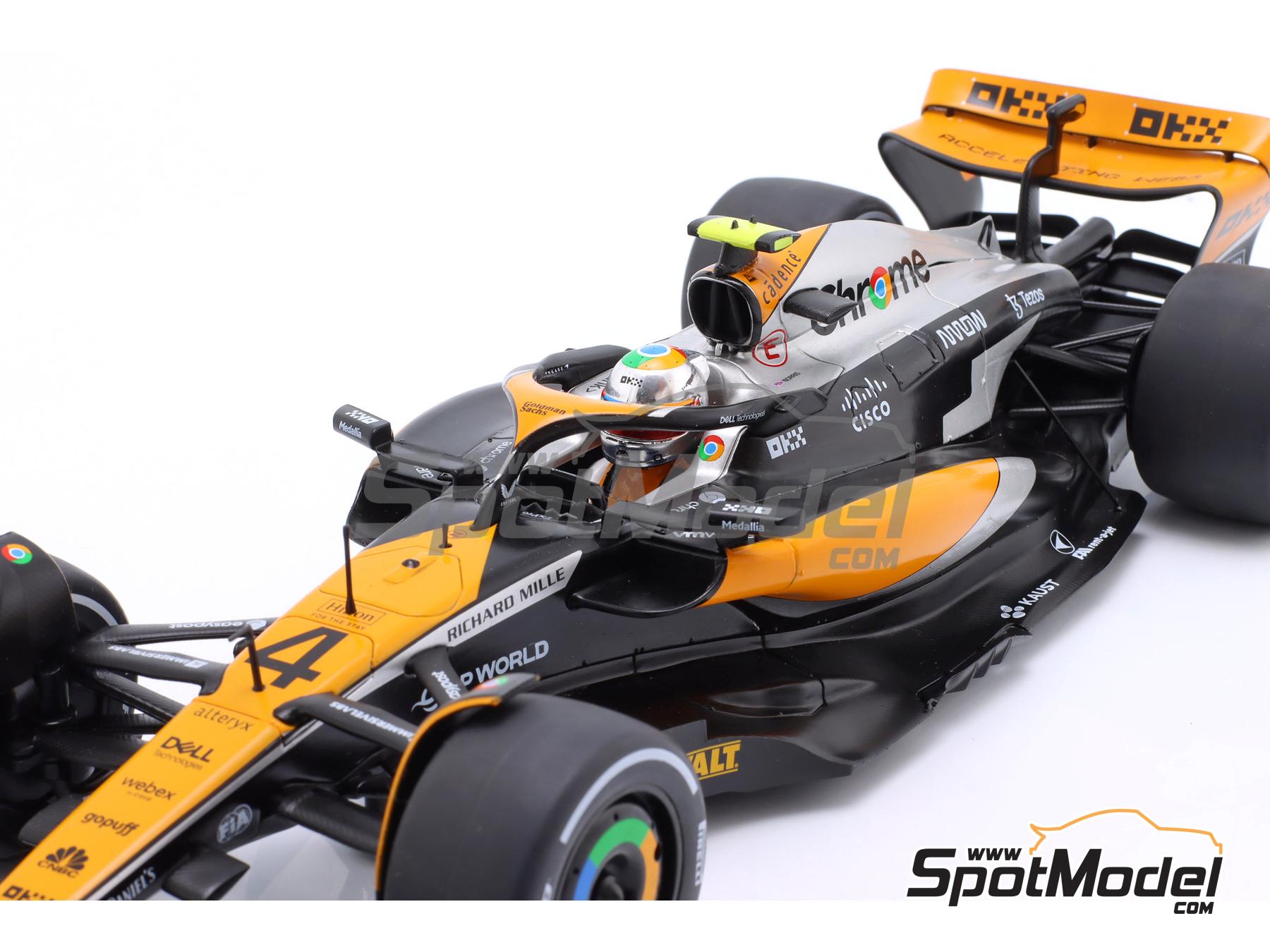 Image 6: McLaren Mercedes MCL60 McLaren F1 Team sponsored by Chrome, Velo - British Formula 1 Grand Prix 2023 | Diecast model car in 1/18 scale manufactured by Solido (ref. DIE-59950, also 3663506036569 and S1811201)