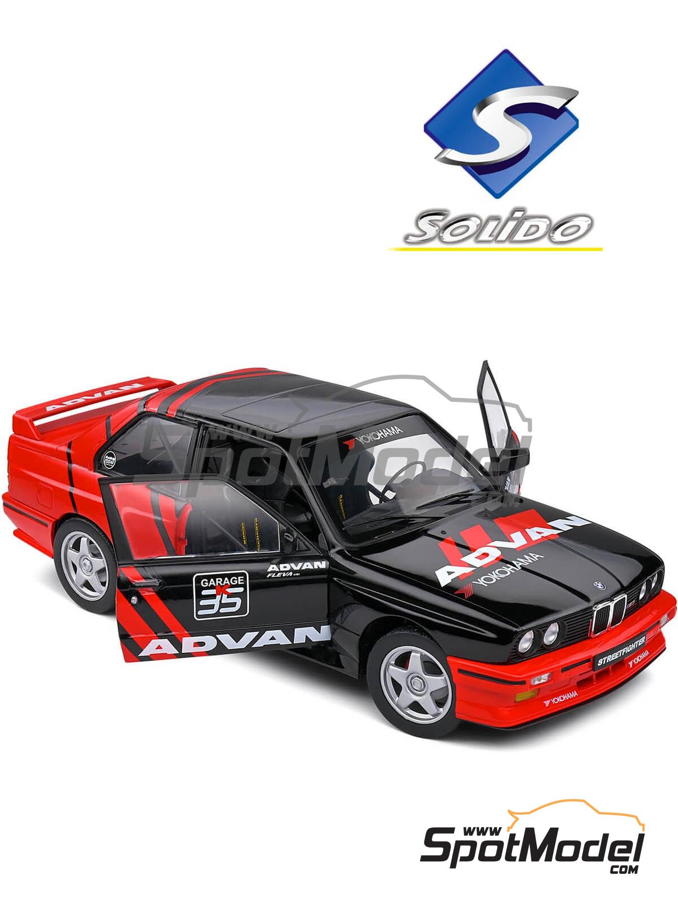 BMW M3 E30 sponsored by Advan - 1990. Diecast model car in 1/18 scale  manufactured by Solido (ref. DIE-60556, also 3663506019531 and S1801521)