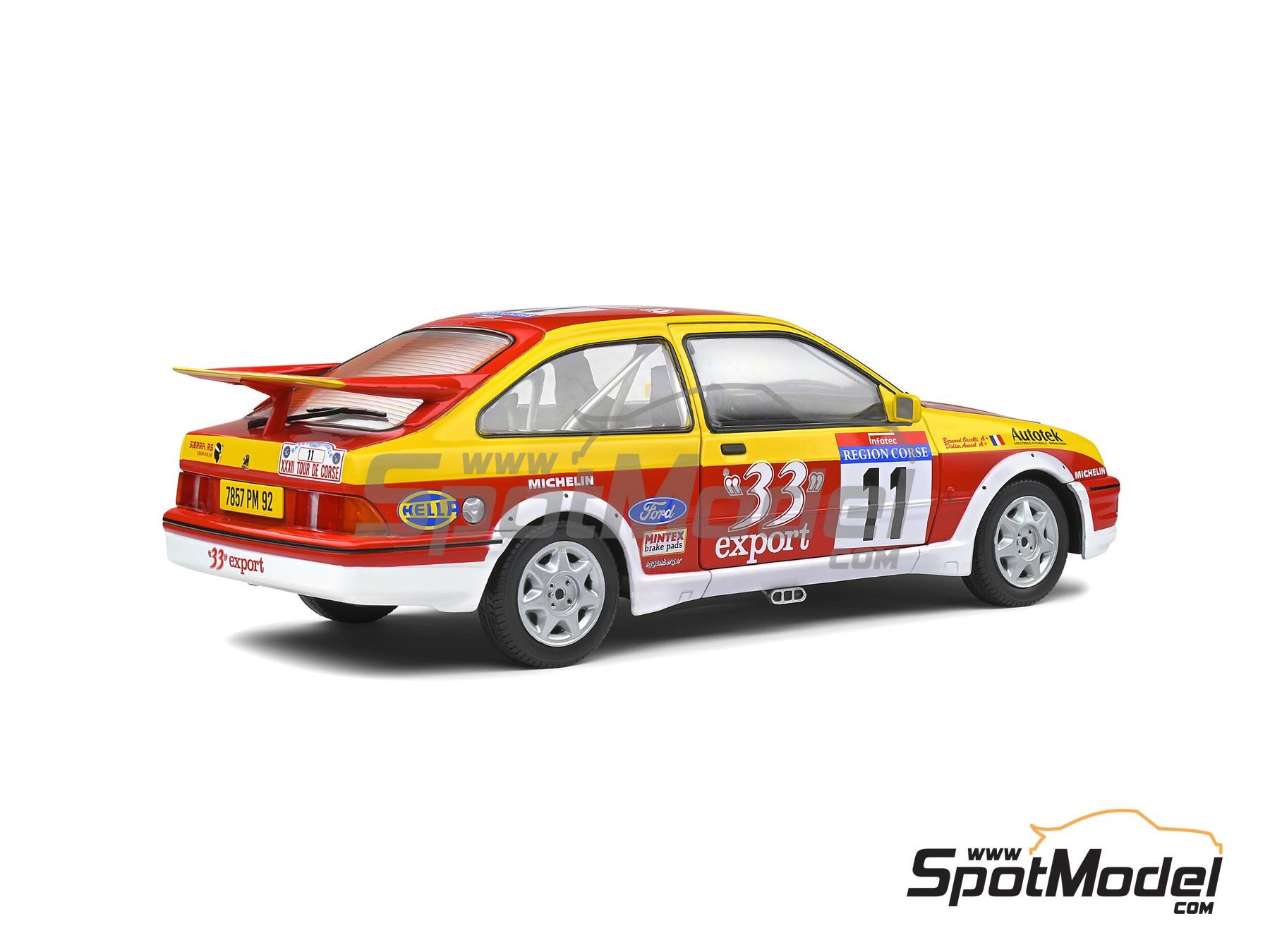 Image 4: Ford Sierra RS Cosworth Group A Ford France Team sponsored by 33 Export - Tour de Corse Rallye de France 1987 | Diecast model car in 1/18 scale manufactured by Solido (ref.&nbsp;DIE-60722, also 3663506012150 and S1806103)
