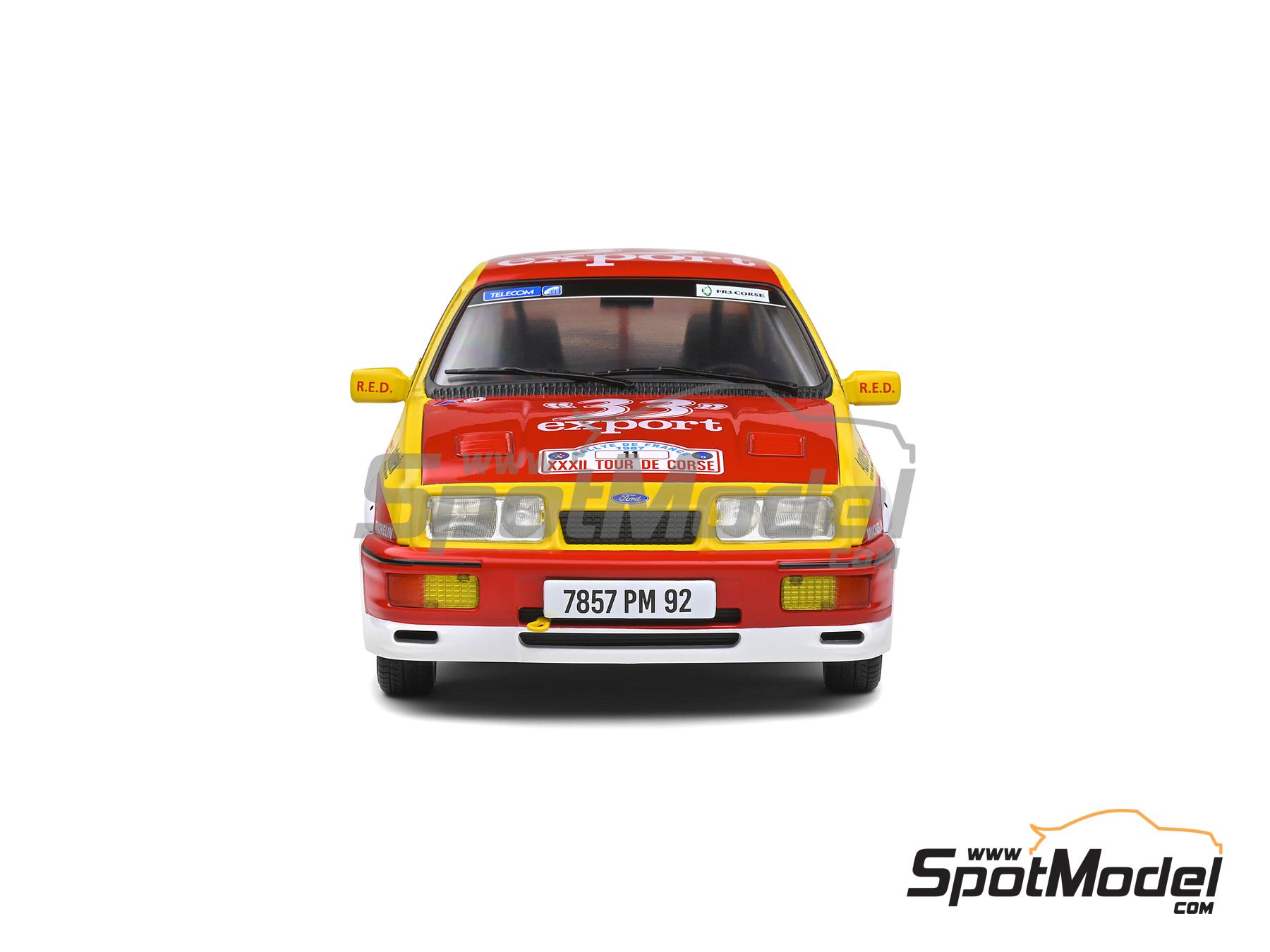 Image 6: Ford Sierra RS Cosworth Group A Ford France Team sponsored by 33 Export - Tour de Corse Rallye de France 1987 | Diecast model car in 1/18 scale manufactured by Solido (ref.&nbsp;DIE-60722, also 3663506012150 and S1806103)