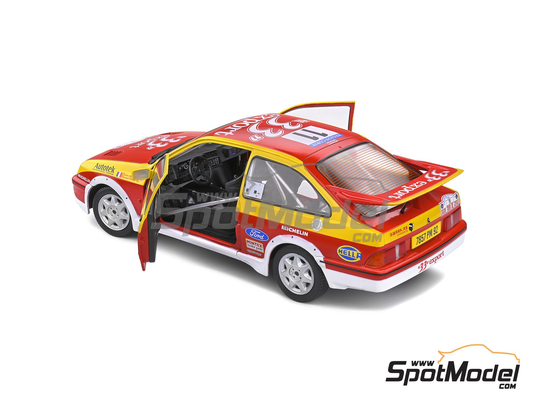 Image 7: Ford Sierra RS Cosworth Group A Ford France Team sponsored by 33 Export - Tour de Corse Rallye de France 1987 | Diecast model car in 1/18 scale manufactured by Solido (ref.&nbsp;DIE-60722, also 3663506012150 and S1806103)