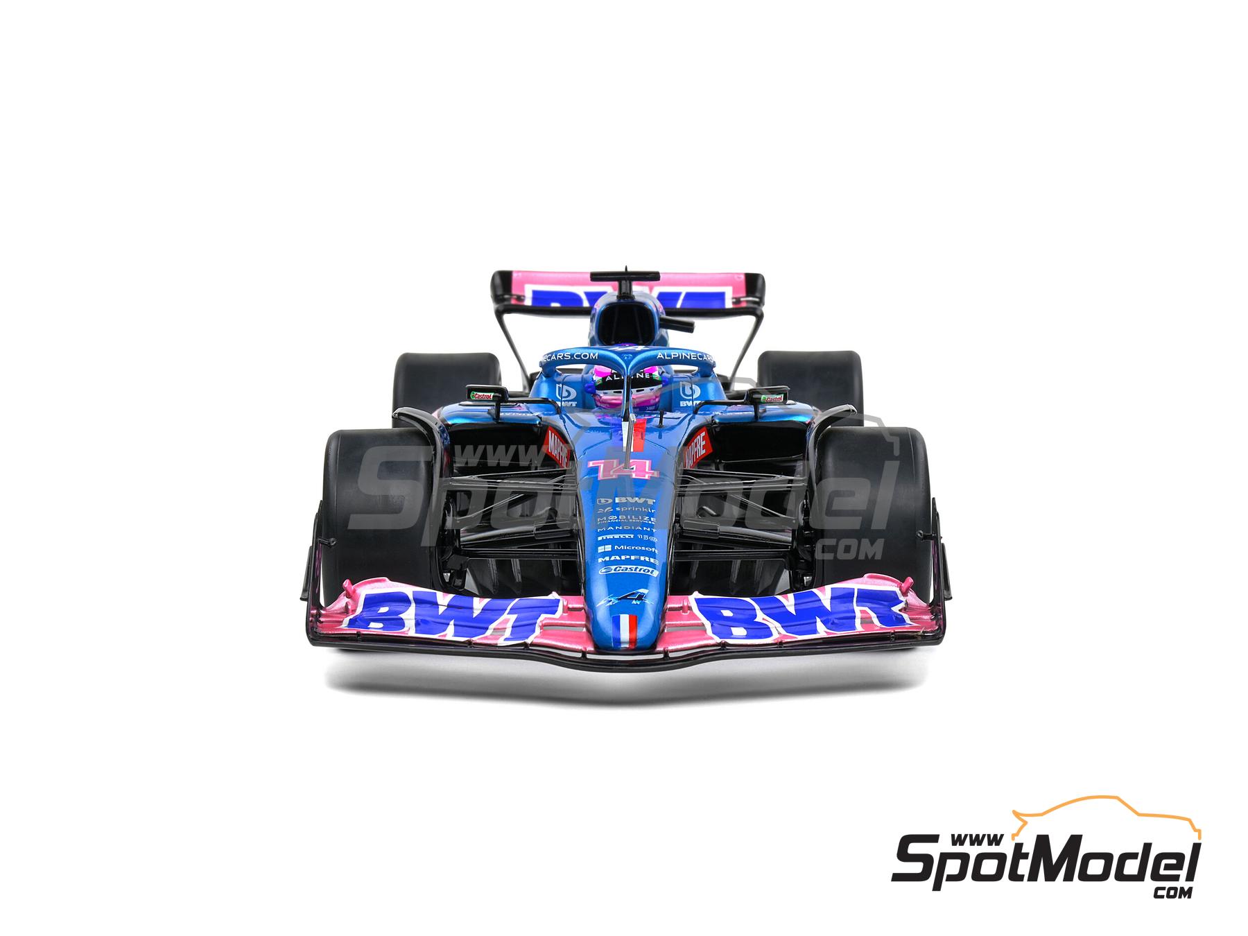 Image 6: Alpine Renault A522 sponsored by BWT - Monaco Formula 1 Grand Prix 2022 | Diecast model car in 1/18 scale manufactured by Solido (ref. DIE-60732, also 3663506019227 and S1808803)