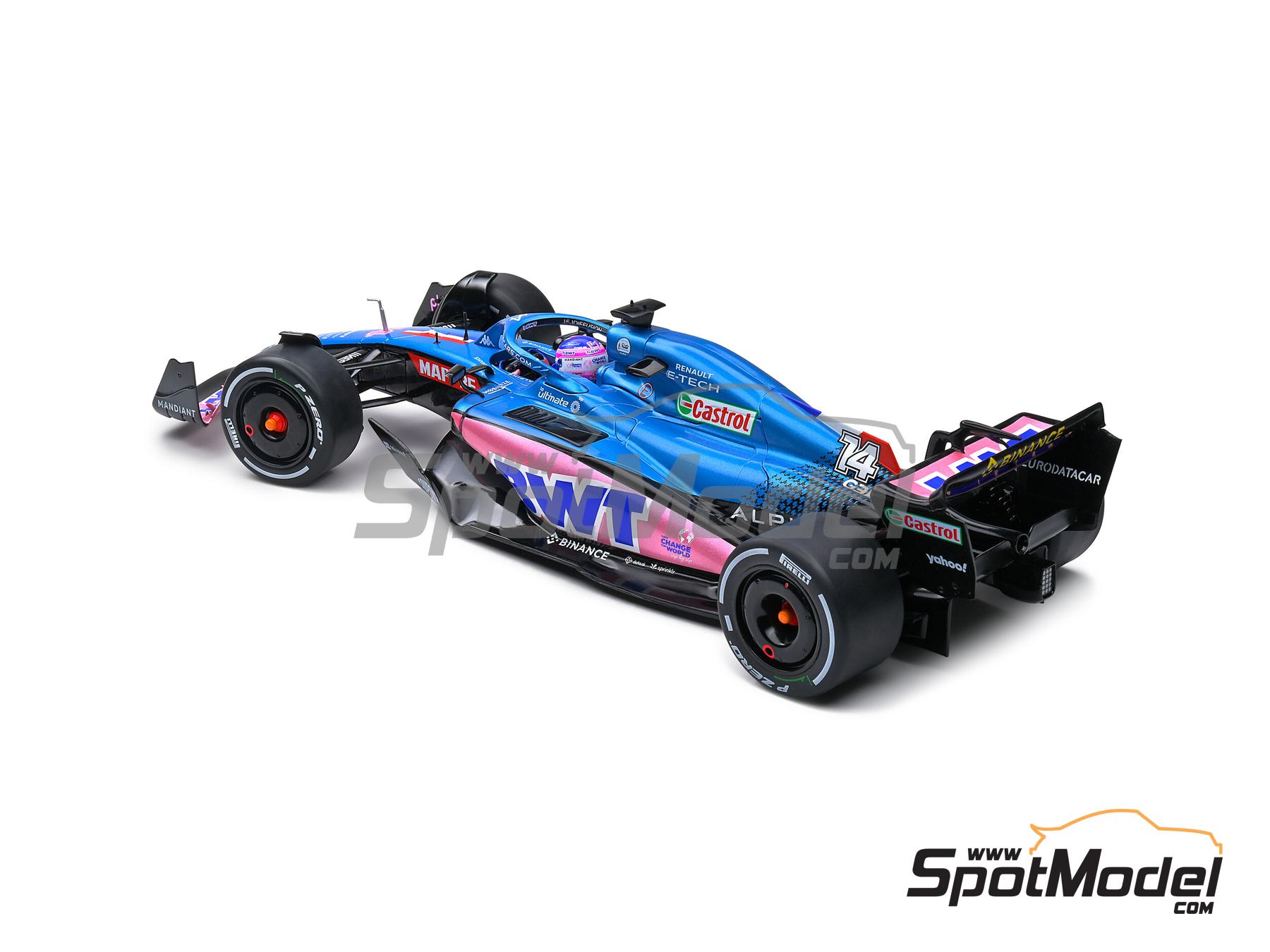 Image 7: Alpine Renault A522 sponsored by BWT - Monaco Formula 1 Grand Prix 2022 | Diecast model car in 1/18 scale manufactured by Solido (ref. DIE-60732, also 3663506019227 and S1808803)