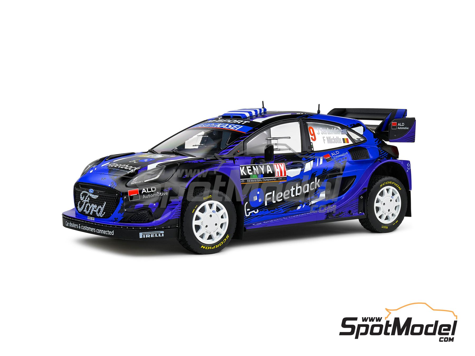 Image 1: Ford Puma Rally1 Hybrid M-Sport Ford WRT Team sponsored by Fleetback - Safary Rally Kenya 2022 | Diecast model car in 1/18 scale manufactured by Solido (ref.&nbsp;DIE-60824, also 3663506040177 and S1809506)