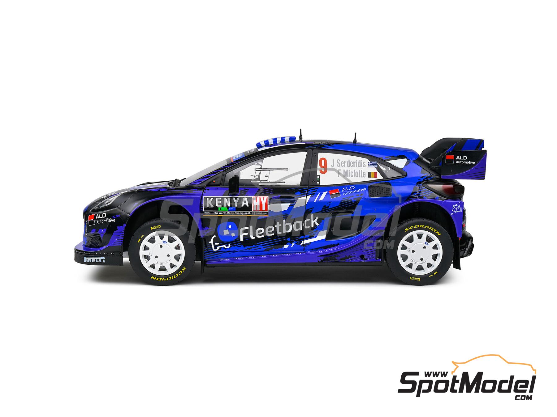 Image 2: Ford Puma Rally1 Hybrid M-Sport Ford WRT Team sponsored by Fleetback - Safary Rally Kenya 2022 | Diecast model car in 1/18 scale manufactured by Solido (ref.&nbsp;DIE-60824, also 3663506040177 and S1809506)