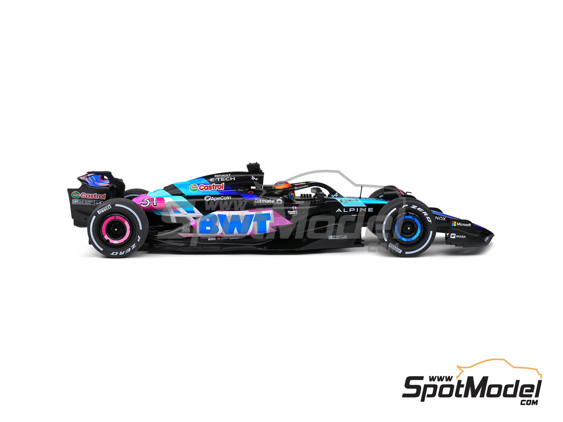 Ferrari 1/18 Voiture Miniature Alpine F1 Team A524 - Échelle 1:18, Bleue, Pilote E. Ocon - GP De Miami 2024 Modèle Réduit F1 Collection