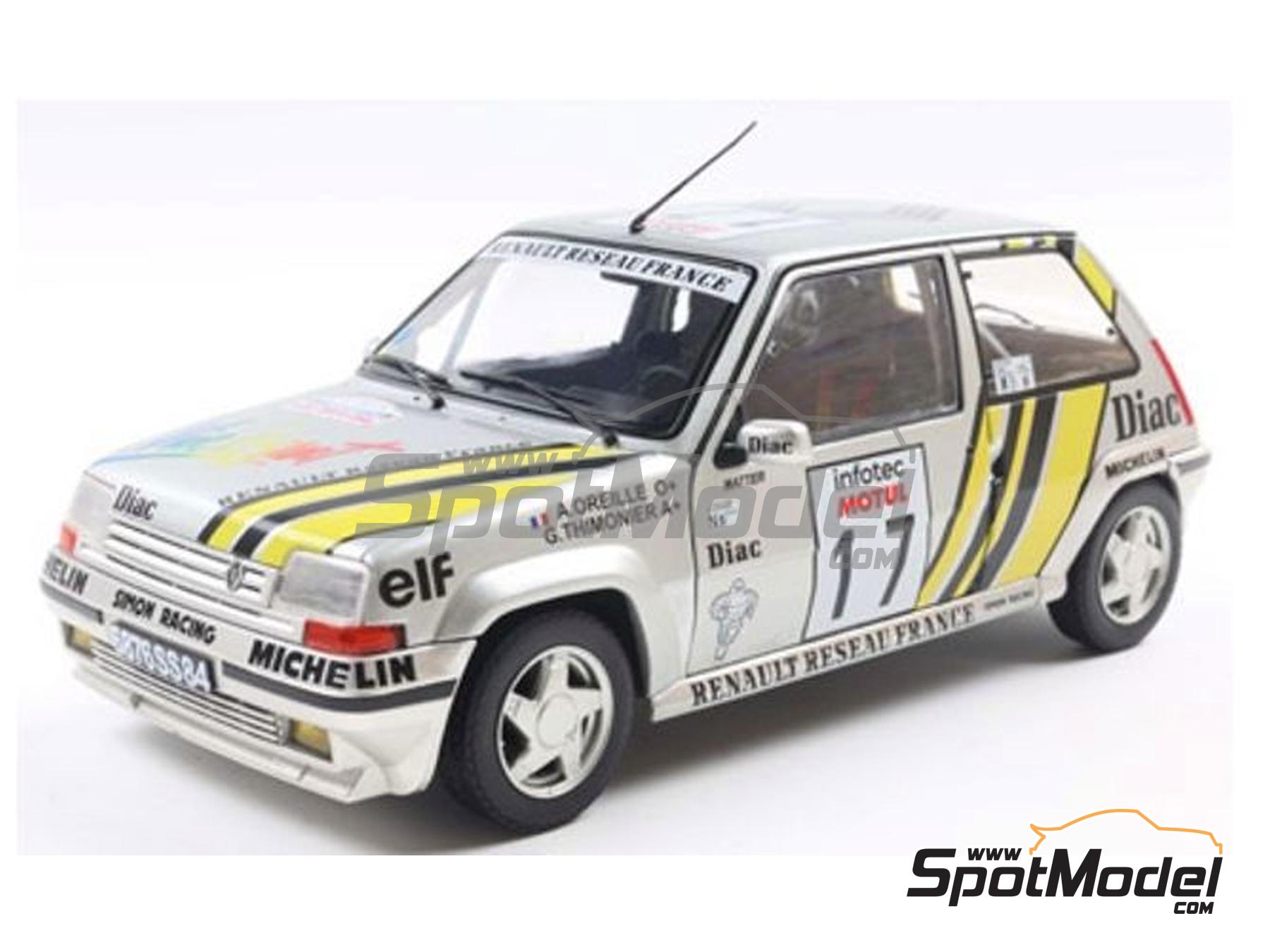 Image 1: Renault 5 GT Turbo Grupo N Equipo Simon Racing patrocinado por Diac - Tour de Corse Rally de Francia 1989 | Coche de colecci&oacute;n en escala&nbsp;1/18 fabricado por Solido (ref.&nbsp;DIE-61915, tambien 3663506041693 y S1810005)
