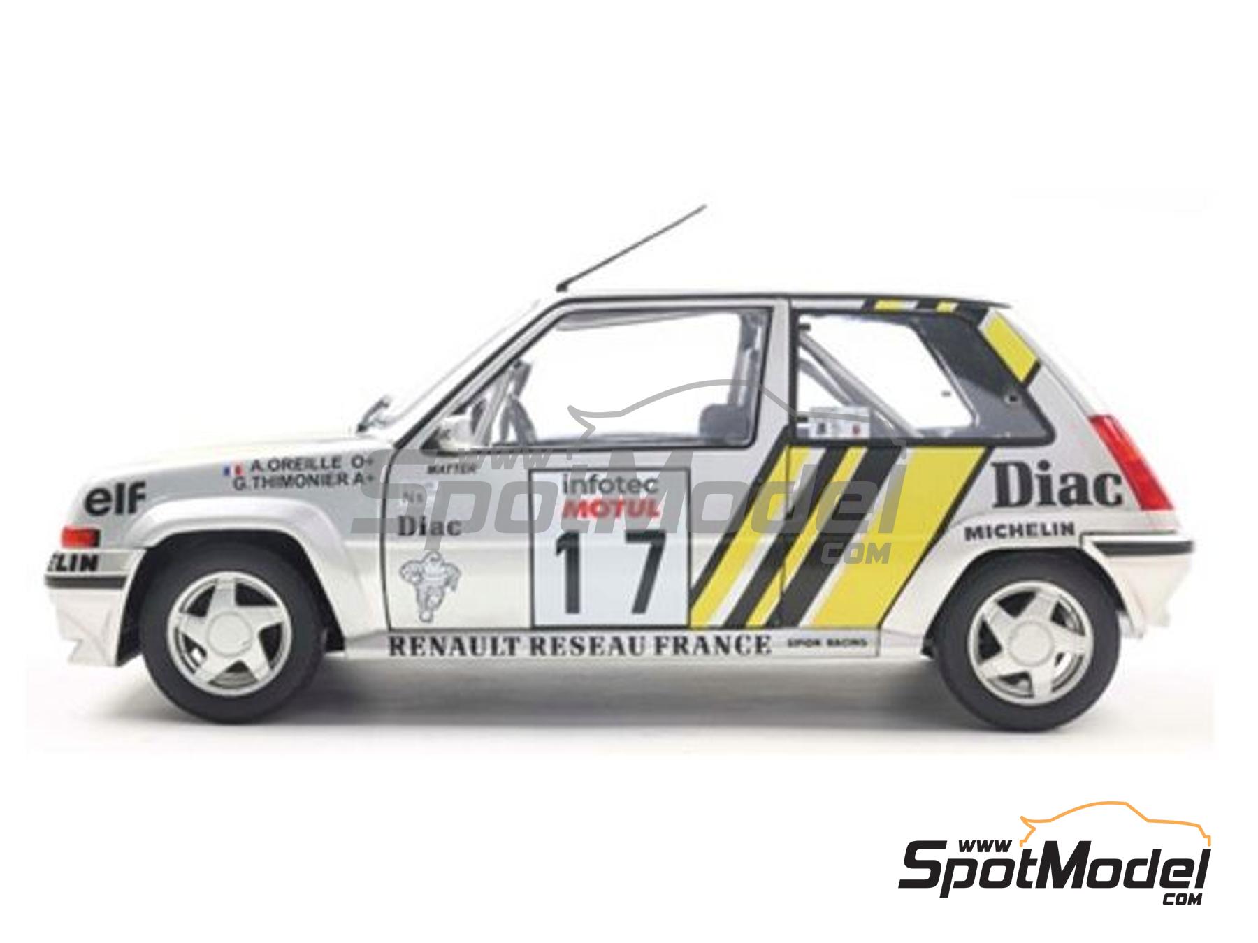 Image 2: Renault 5 GT Turbo Grupo N Equipo Simon Racing patrocinado por Diac - Tour de Corse Rally de Francia 1989 | Coche de colecci&oacute;n en escala&nbsp;1/18 fabricado por Solido (ref.&nbsp;DIE-61915, tambien 3663506041693 y S1810005)