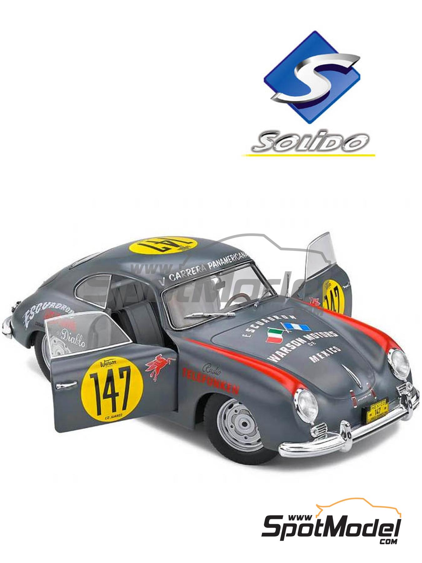Porsche 356 Pre-A sponsored by Escuadron Los Pilotos, Radio Telefunken  Carrera Diecast model car in 1/18 scale manufactured by Solido