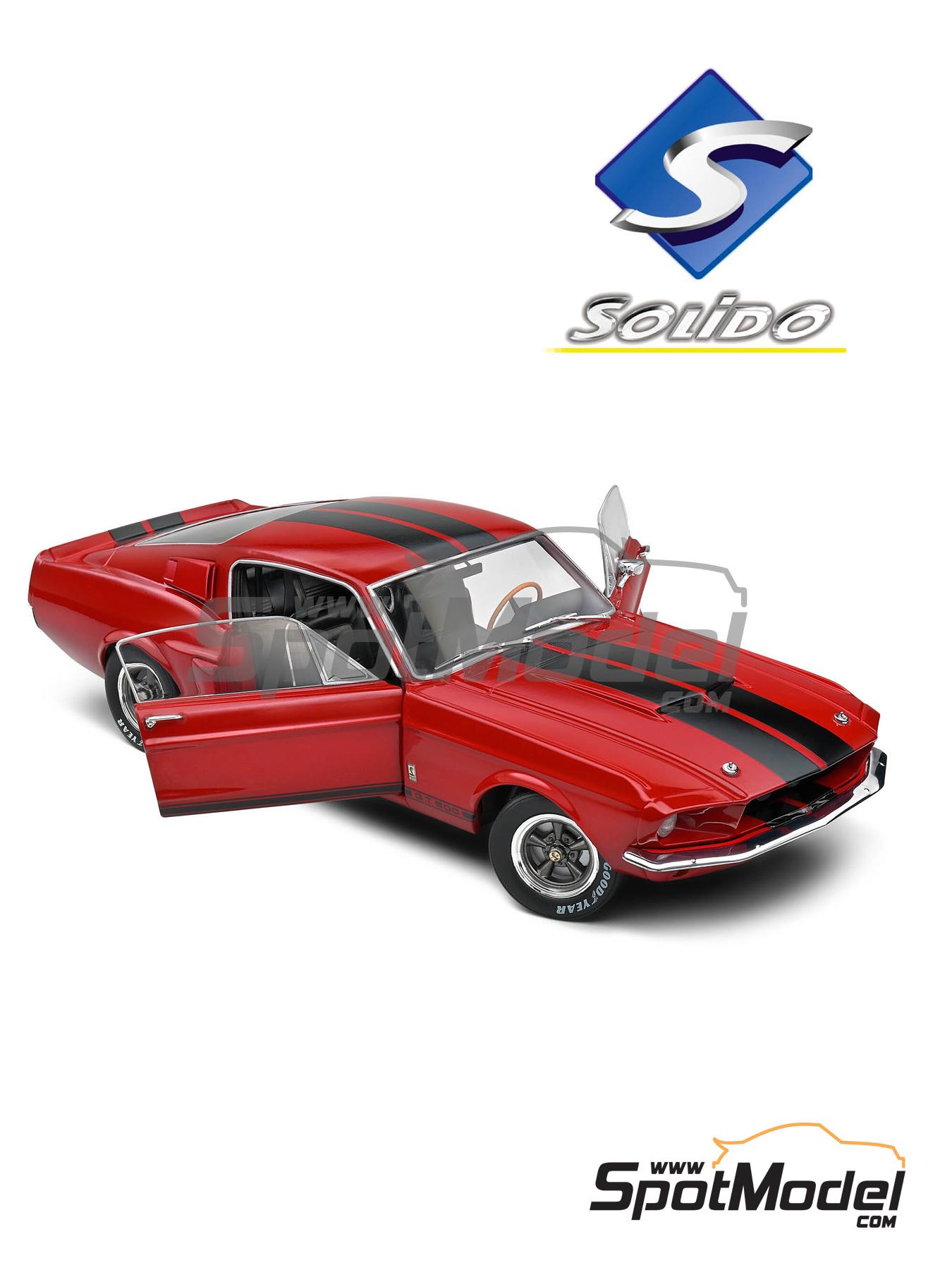 Ford Shelby GT500 Burgundy Red - 1967. Diecast model car in 1/18 scale  manufactured by Solido (ref. S1802909, also 3663506023453)