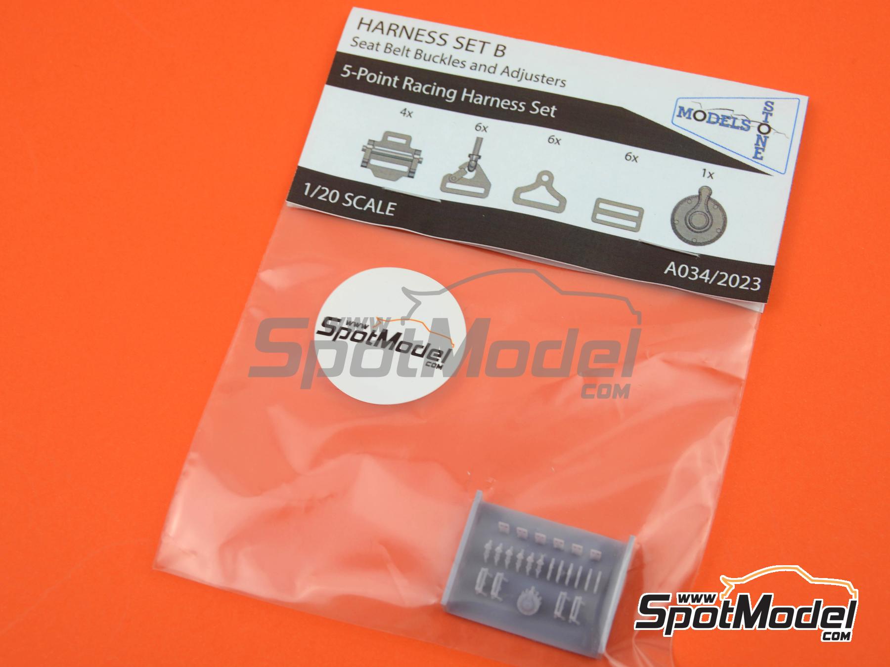 Image 6: 5-Point Racing seatbelt buckles - open type | Seatbelts in 1/20 scale manufactured by Stone Models (ref.&nbsp;A034-2023, also A034/2023)