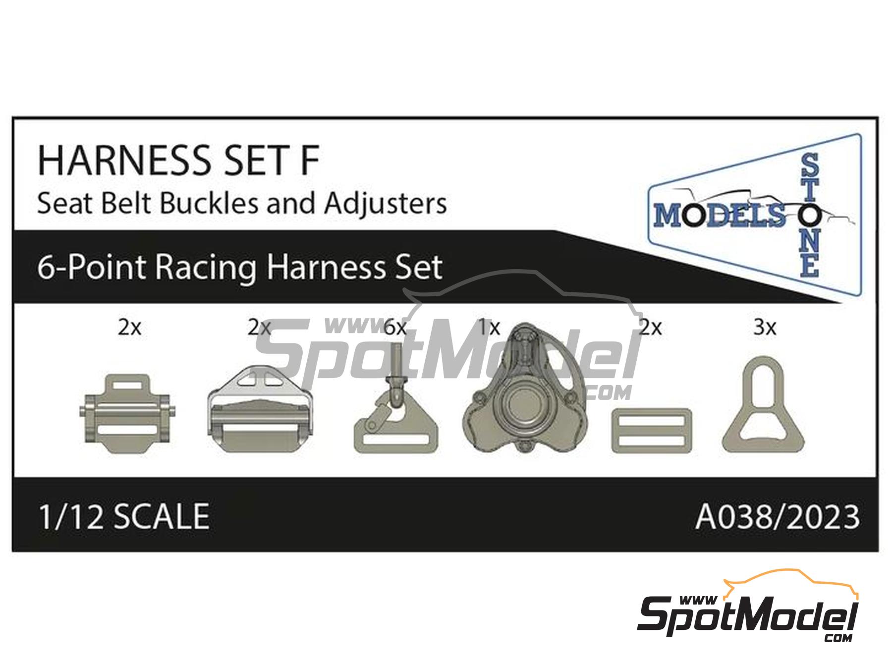 Image 1: 6-Point Racing seatbelt buckles | Seatbelts in 1/12 scale manufactured by Stone Models (ref.&nbsp;A038-2023, also A038/2023)