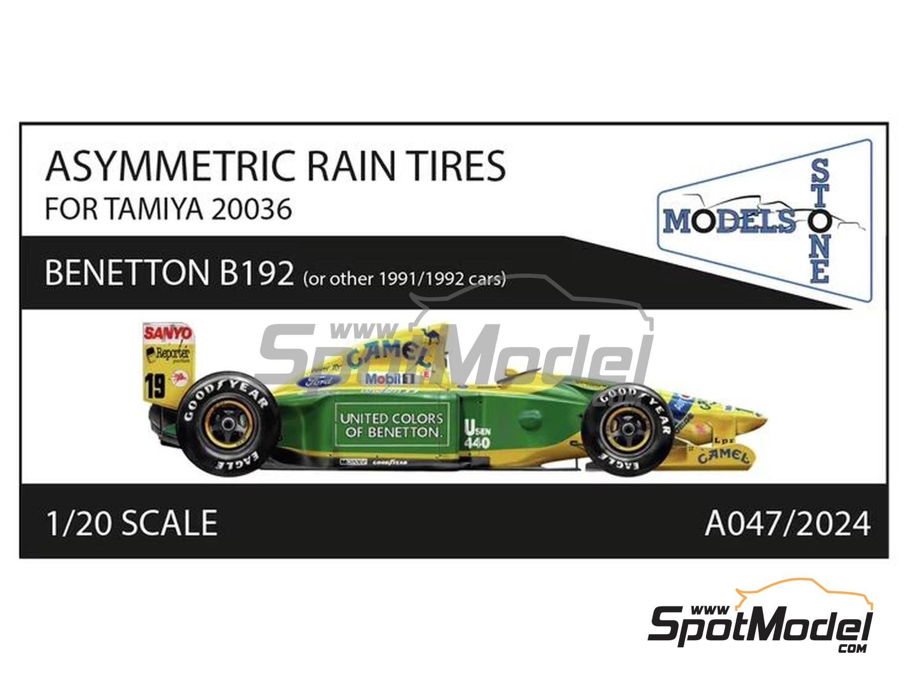 Image 5: Neumáticos de lluvia asimétricos - Benetton Ford B192 -  1991 y 1992 | Neumáticos en escala 1/20 fabricado por Stone Models (ref. A047-2024, tambien A047/2024)