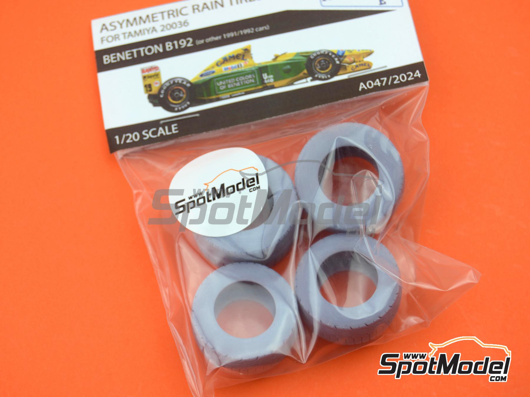 Image 6: Neumáticos de lluvia asimétricos - Benetton Ford B192 -  1991 y 1992 | Neumáticos en escala 1/20 fabricado por Stone Models (ref. A047-2024, tambien A047/2024)