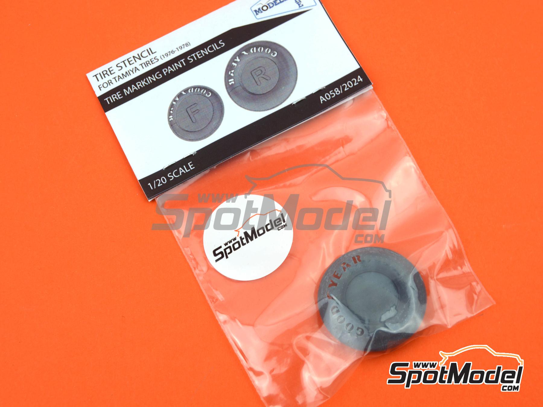 Image 6: Goodyear Tire paint stencils (1976-1978) | Logotypes in 1/20 scale manufactured by Stone Models (ref.&nbsp;A058-2024, also A058/2024)