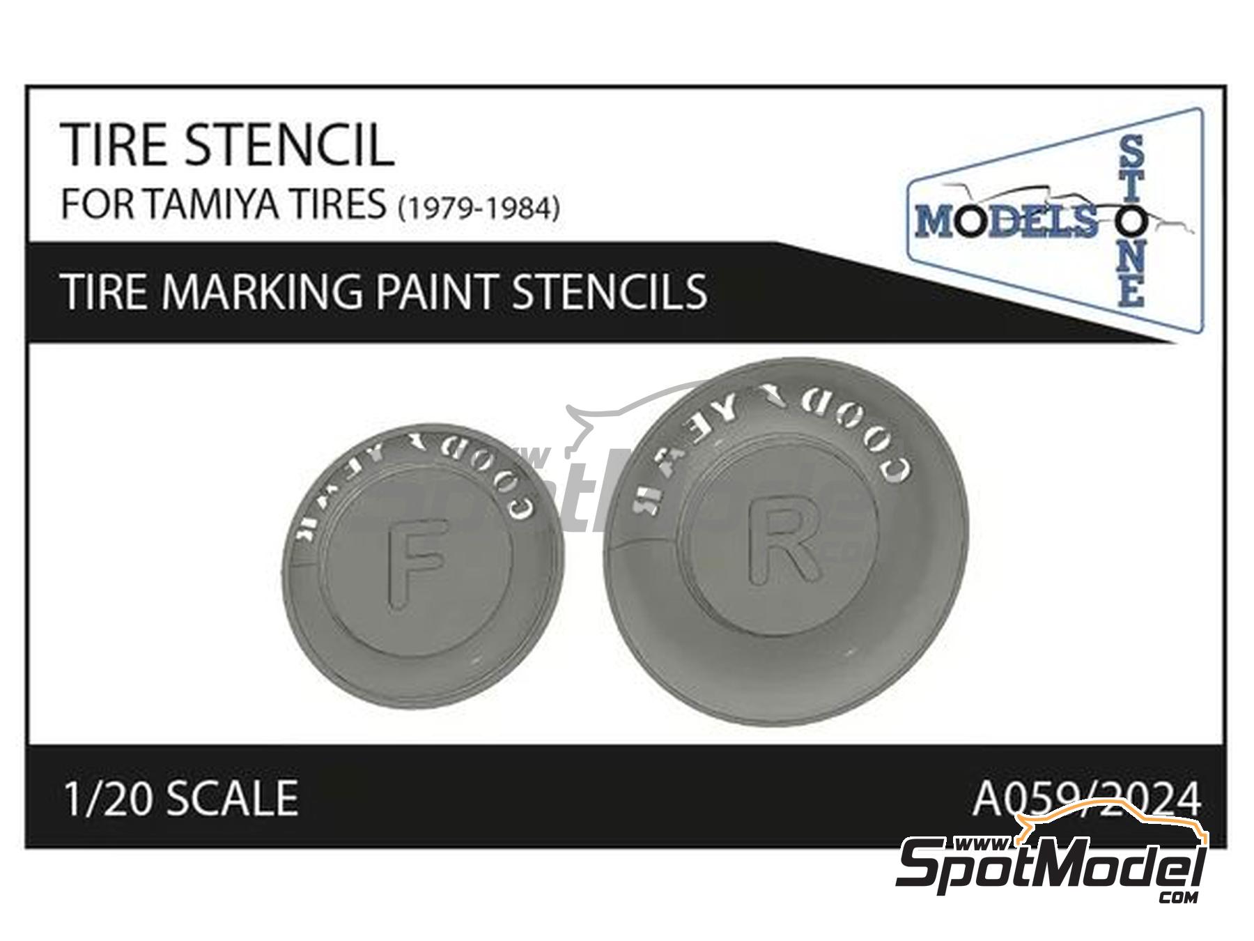 Image 1: Goodyear Tire paint stencils (1979-1984) | Logotypes in 1/20 scale manufactured by Stone Models (ref.&nbsp;A059-2024, also A059/2024)