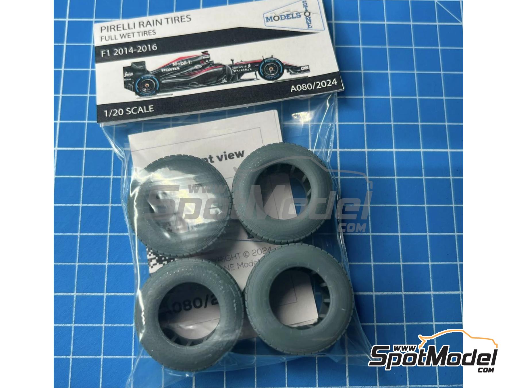 Image 2: Pirelli Rain Tires (2014-2016) | Tyre set in 1/20 scale manufactured by Stone Models (ref.&nbsp;A080-2024, also A080/2024)