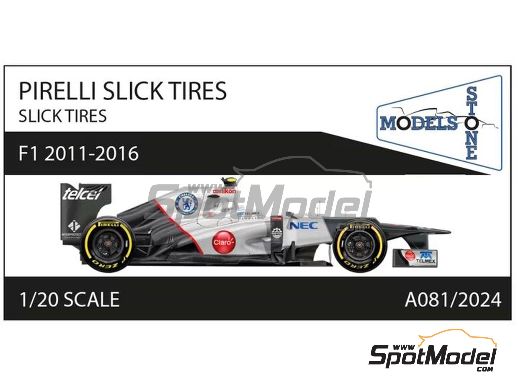 Image 1: Pirelli Slick Tires (2011-2016) | Tyre set in 1/20 scale manufactured by Stone Models (ref. A081-2024, also A081/2024)