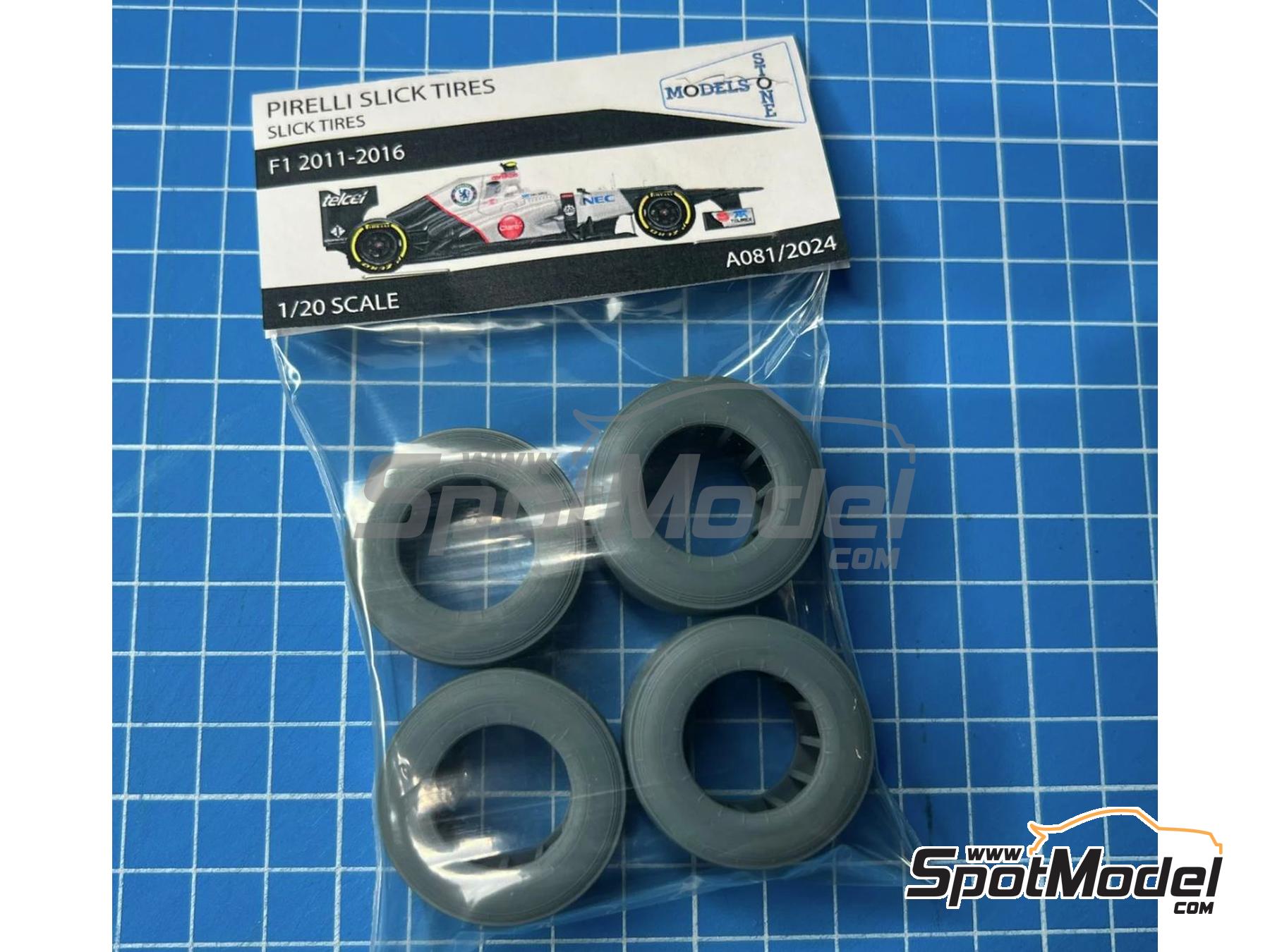 Image 2: Pirelli Slick Tires (2011-2016) | Tyre set in 1/20 scale manufactured by Stone Models (ref. A081-2024, also A081/2024)