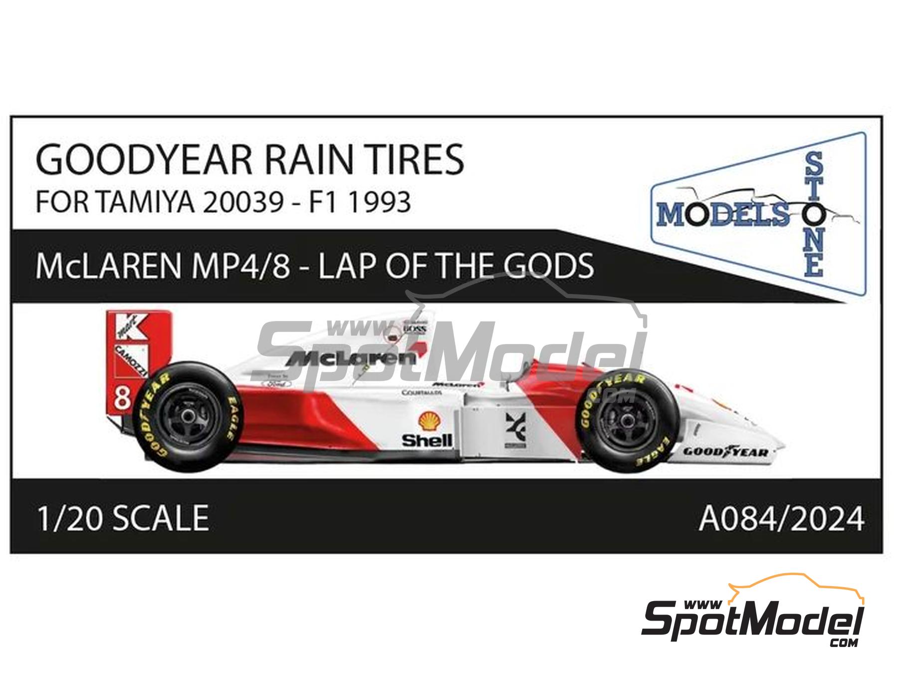 Image 1: McLaren MP4/8 Goodyear rain tires -  1993 | Tyre set in 1/20 scale manufactured by Stone Models (ref.&nbsp;A084-2024, also A084/2024)