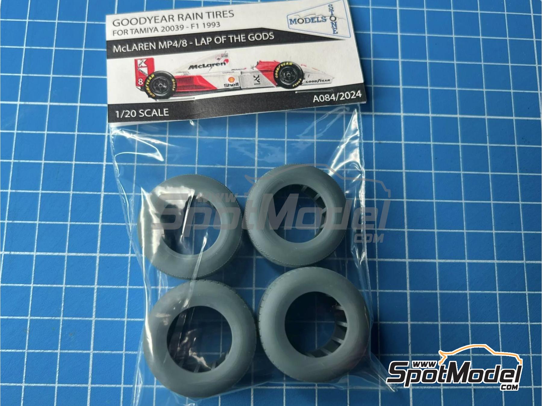 Image 2: McLaren MP4/8 Goodyear rain tires -  1993 | Tyre set in 1/20 scale manufactured by Stone Models (ref.&nbsp;A084-2024, also A084/2024)