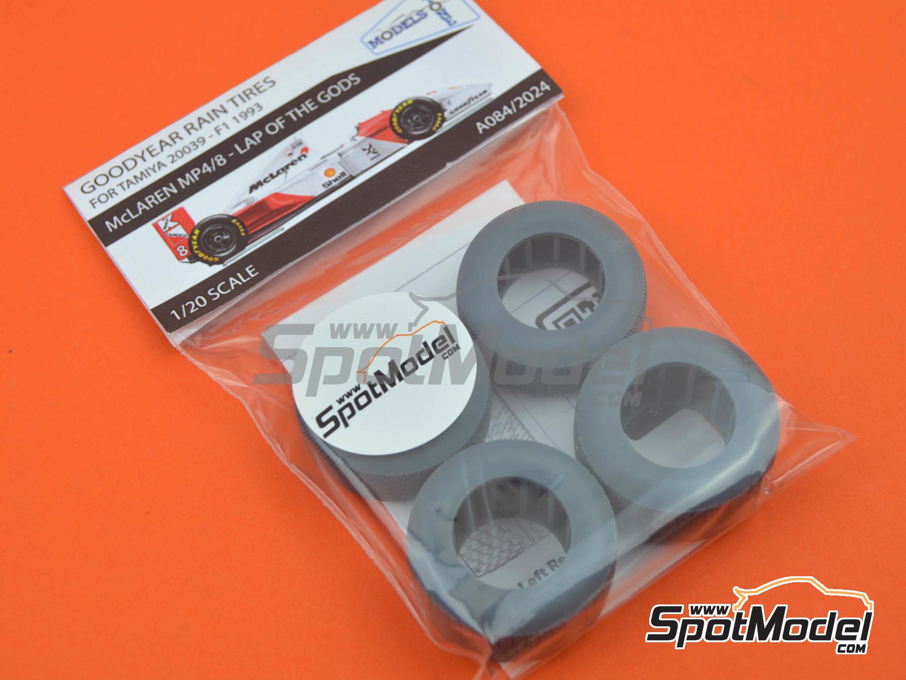 Image 10: McLaren MP4/8 Goodyear rain tires -  1993 | Tyre set in 1/20 scale manufactured by Stone Models (ref.&nbsp;A084-2024, also A084/2024)