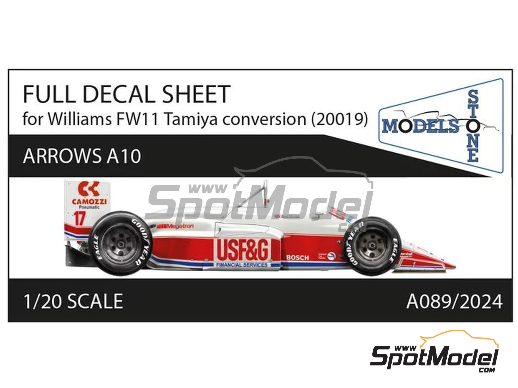 Image 4: Arrows Megatron A10 sponsored by USF&G, Camozzi - FIA Formula 1 World Championship 1987 | Marking / livery in 1/20 scale manufactured by Stone Models (ref. A089-2024, also A089/2024)
