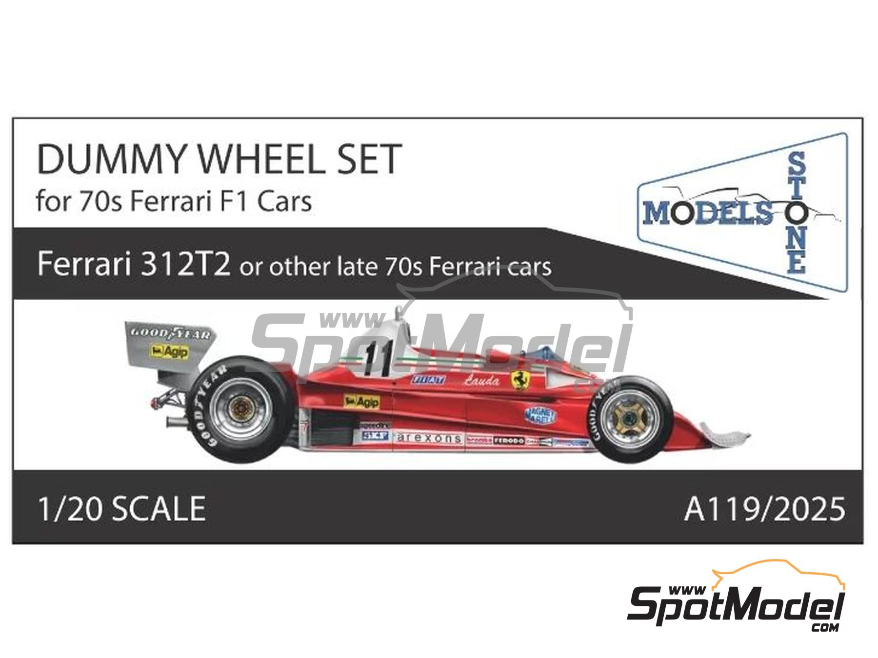 Image 1: Dummy Wheel Set for 70s Ferrari F1 Cars | Rims in 1/20 scale manufactured by Stone Models (ref. A119-2025, also A119/2025)