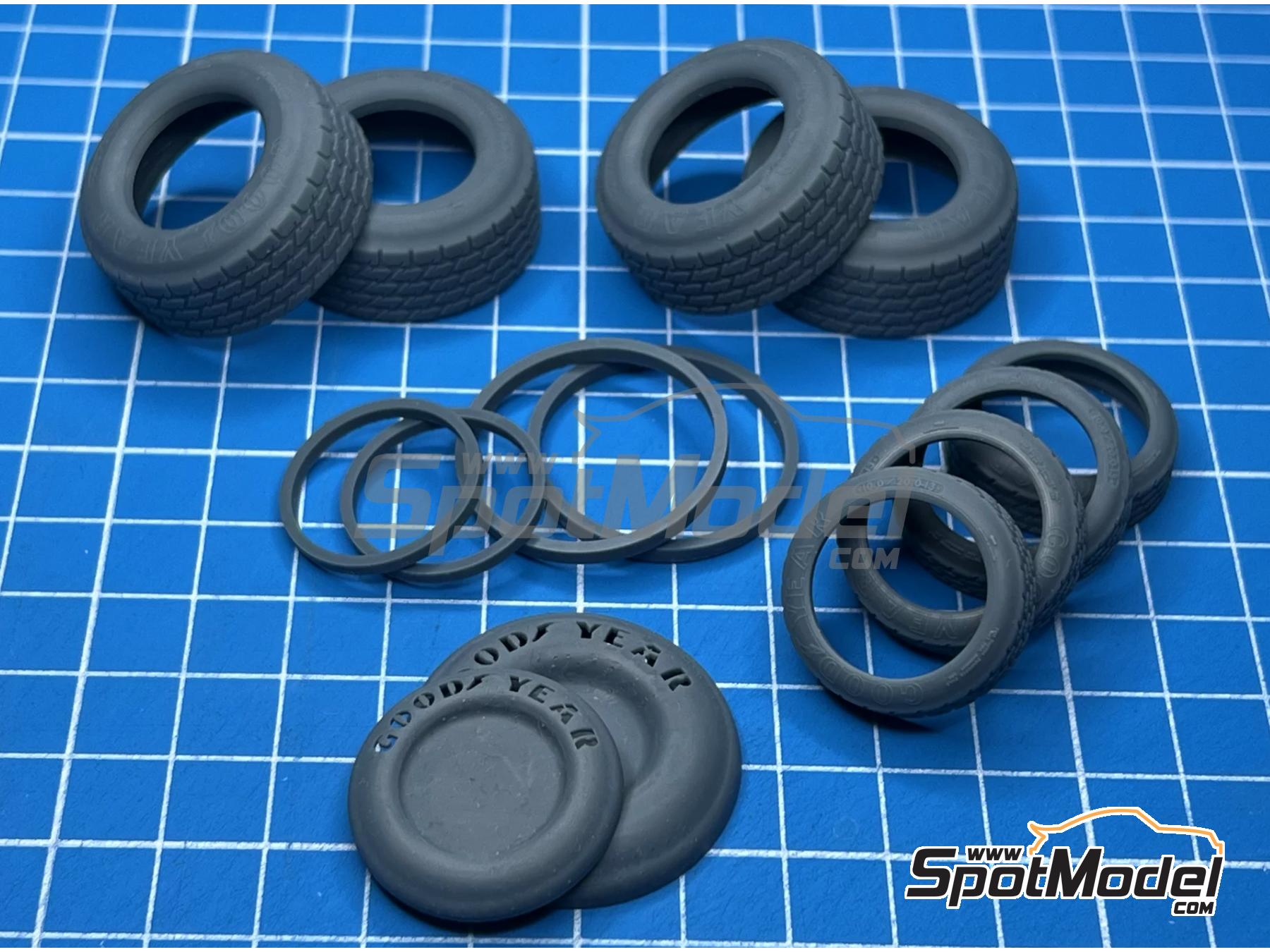 Image 2: Goodyear Monsoon Tires (70's) for Tamiya/Hasegawa | Tyre set in 1/20 scale manufactured by Stone Models (ref.&nbsp;A131-2026, also A131/2026)