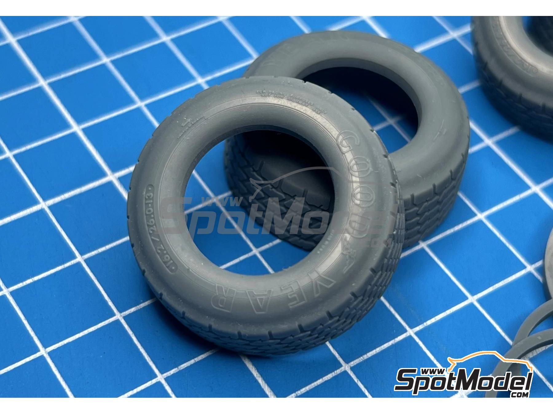 Image 3: Goodyear Monsoon Tires (70's) for Tamiya/Hasegawa | Tyre set in 1/20 scale manufactured by Stone Models (ref.&nbsp;A131-2026, also A131/2026)