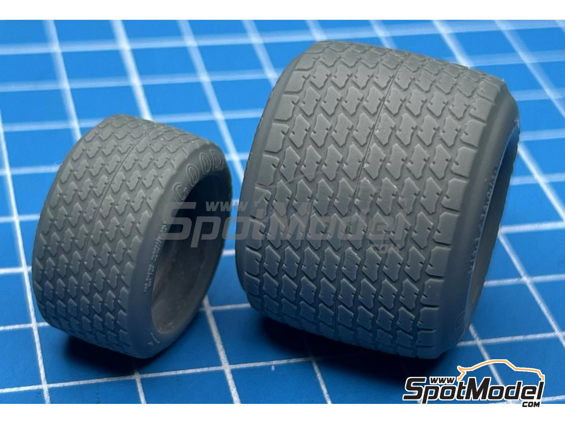 Image 7: Goodyear Monsoon Tires (70's) for Tamiya/Hasegawa | Tyre set in 1/20 scale manufactured by Stone Models (ref.&nbsp;A131-2026, also A131/2026)