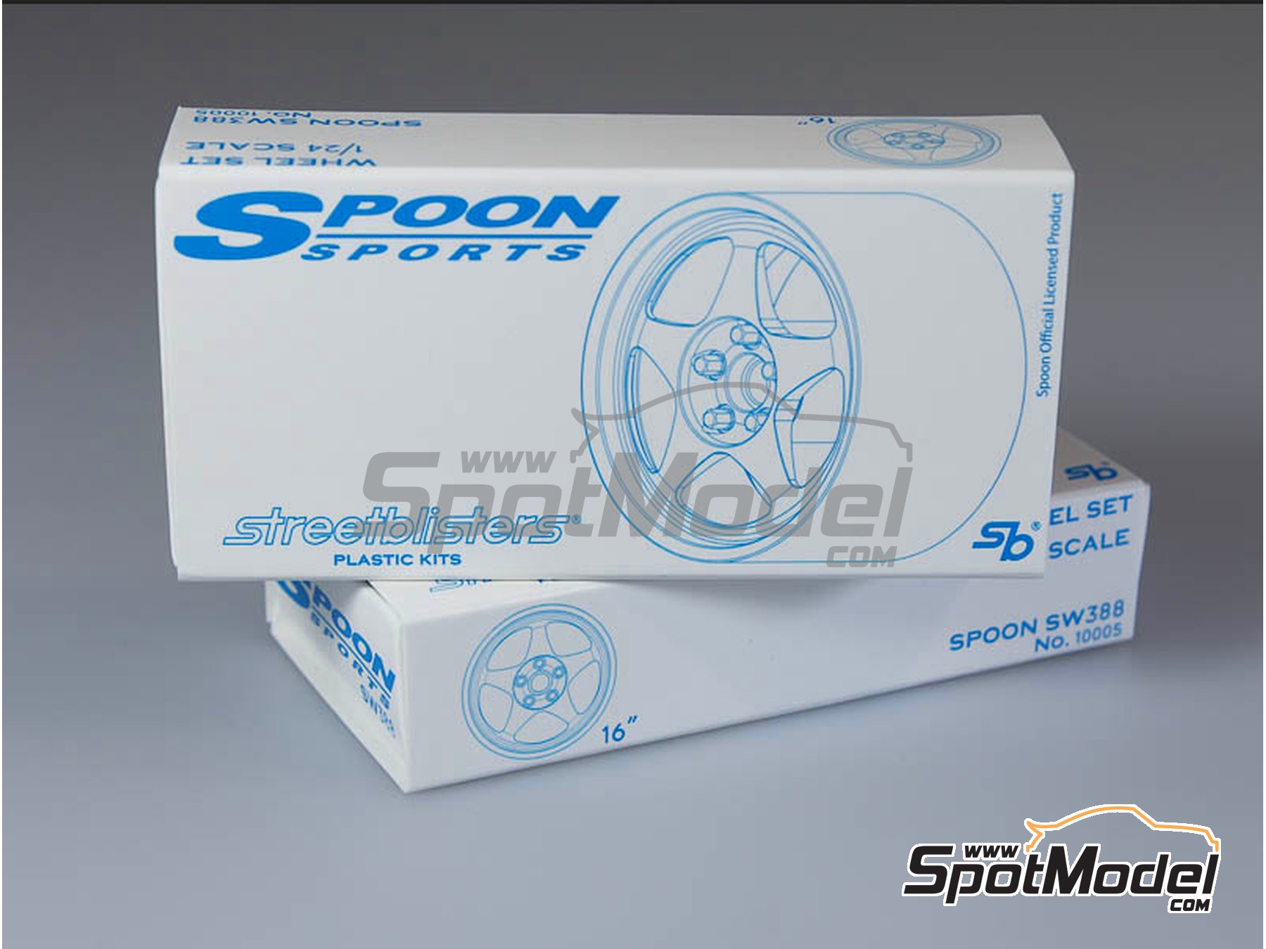 Image 7: Spoon Sports SW388 16 pulgadas | Set de llantas y neumáticos en escala 1/24 fabricado por StreetBlisters (ref. SB-10005, tambien 10005)