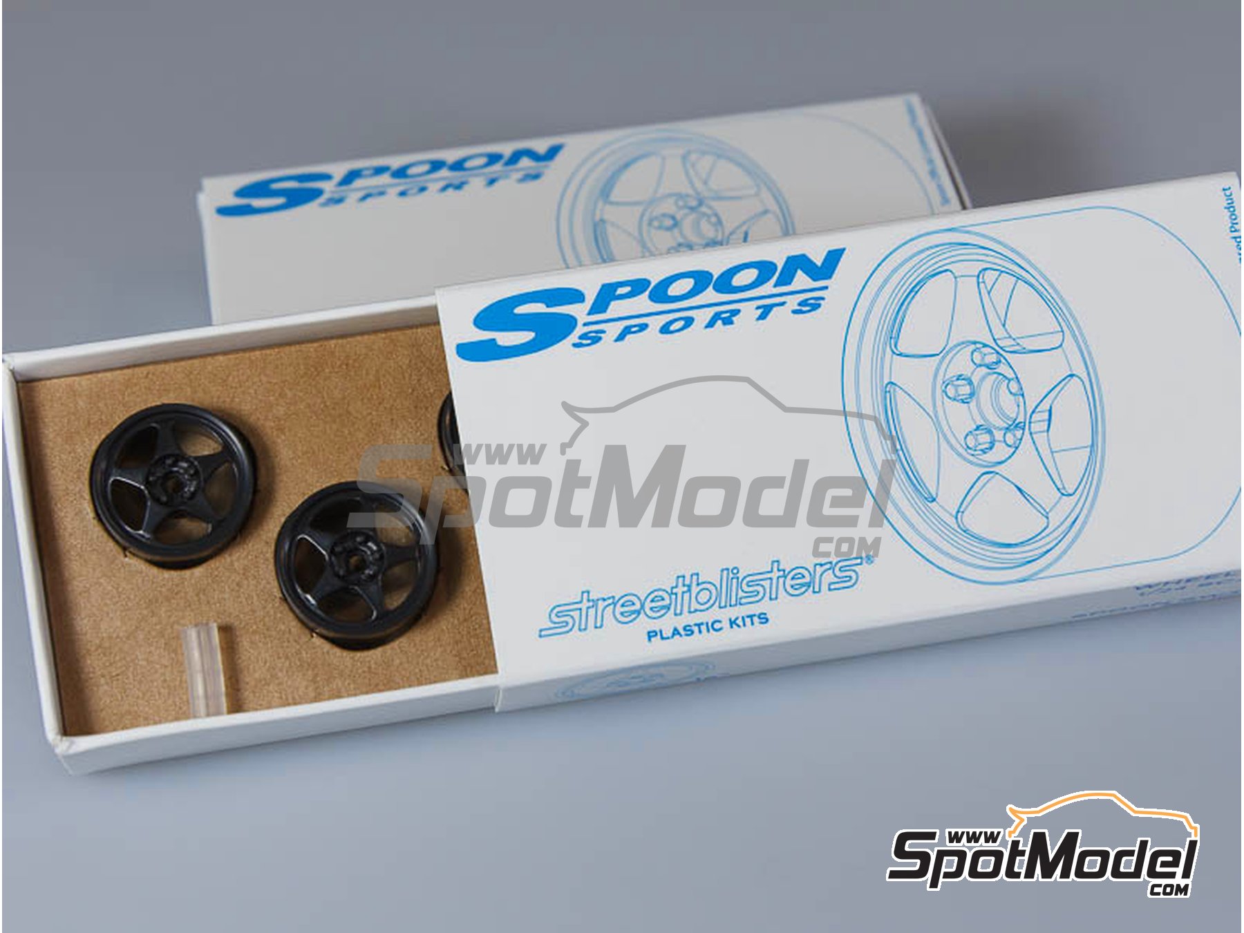 Image 8: Spoon Sports SW388 16 pulgadas | Set de llantas y neumáticos en escala 1/24 fabricado por StreetBlisters (ref. SB-10005, tambien 10005)