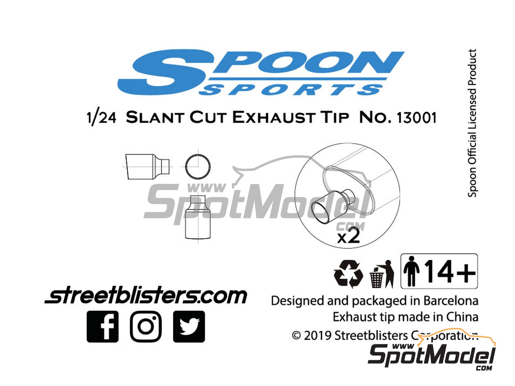 Image 2: Spoon Sports Slant Cut | Escapes en escala 1/24 fabricado por StreetBlisters (ref. SB-13001, tambien 13001)