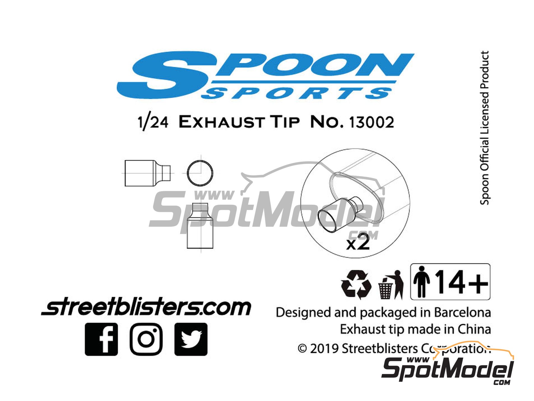 Image 2: Spoon Sports Exhaust Tip | Escapes en escala 1/24 fabricado por StreetBlisters (ref. SB-13002, tambien 13002)