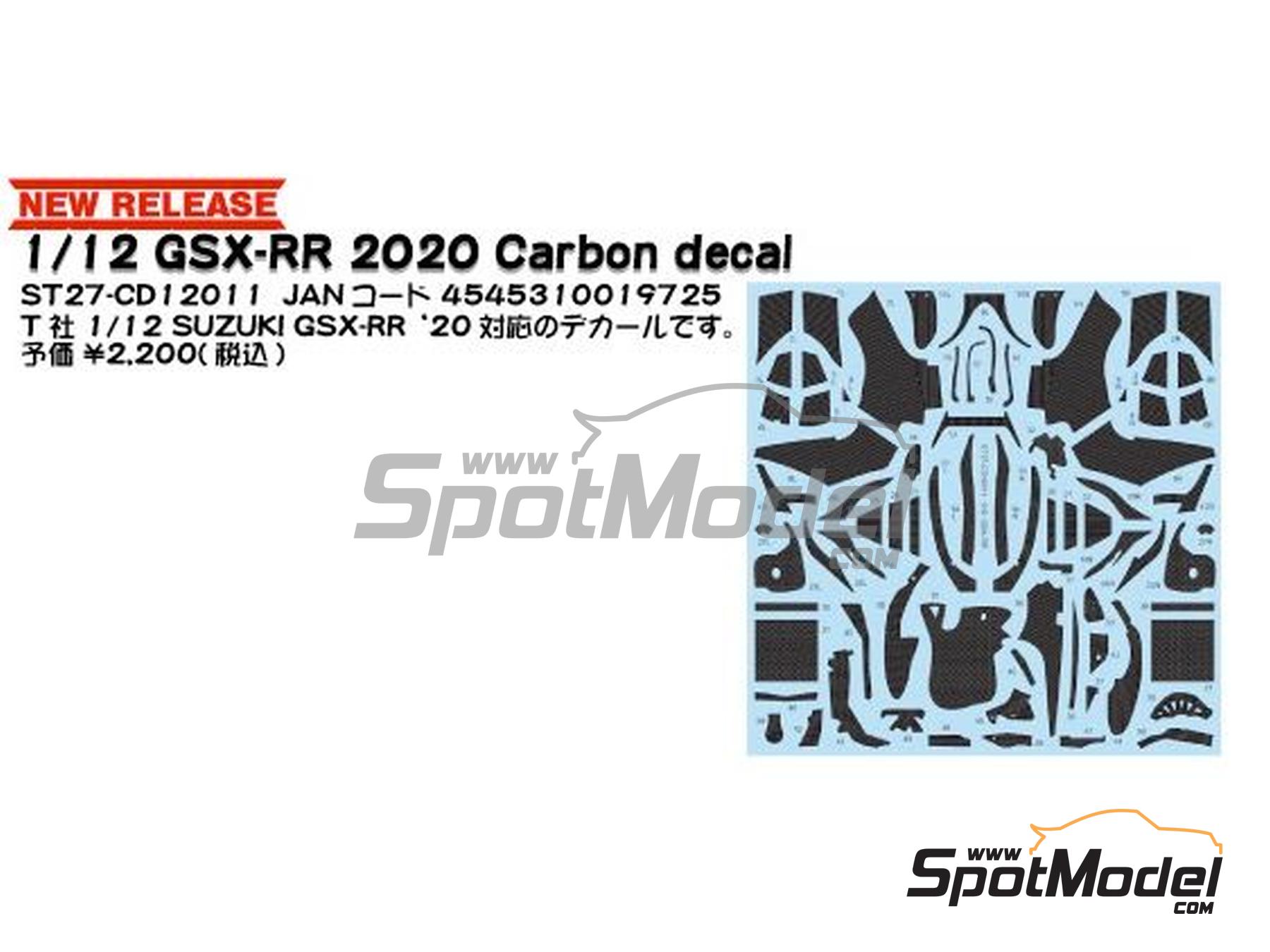Image 1: Suzuki GSX-RR - Moto GP World Championship 2020 | Carbon fibre pattern decal set in 1/12 scale manufactured by Studio27 (ref.&nbsp;ST27-CARBOND12011, also 4545310019725, CD12011 and ST27-CD12011)