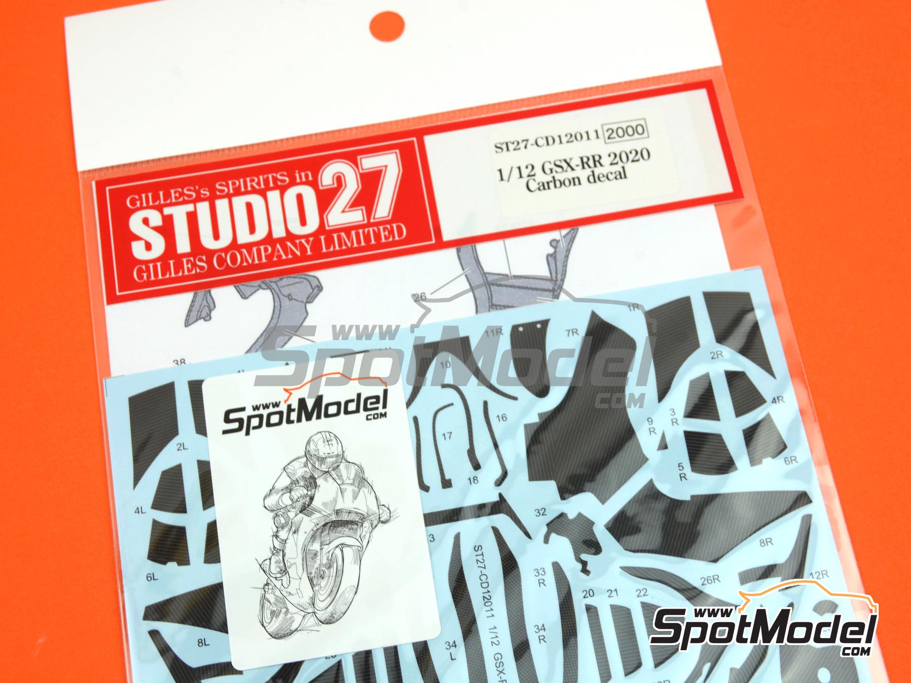 Image 2: Suzuki GSX-RR - Moto GP World Championship 2020 | Carbon fibre pattern decal set in 1/12 scale manufactured by Studio27 (ref.&nbsp;ST27-CARBOND12011, also 4545310019725, CD12011 and ST27-CD12011)
