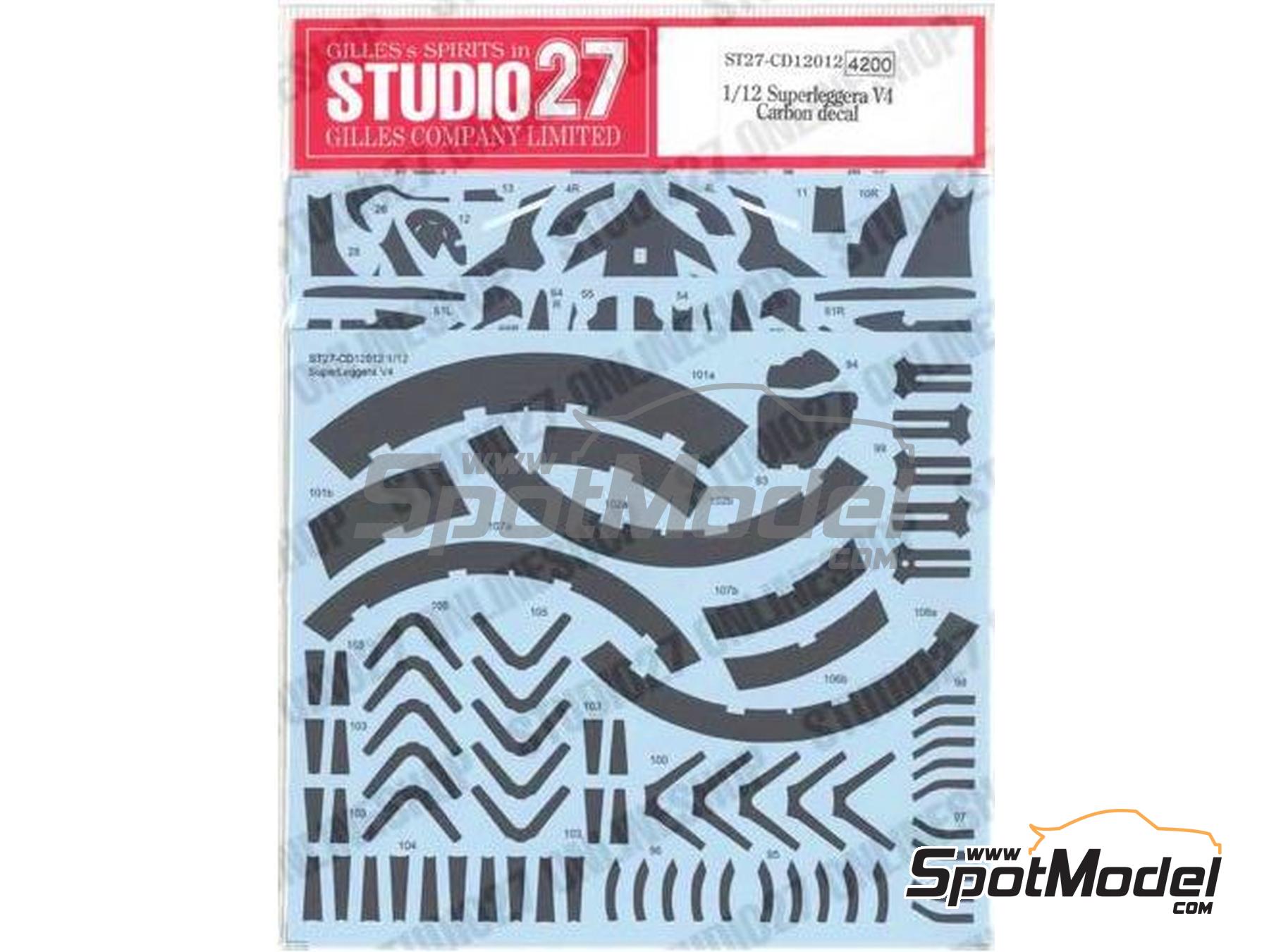 Ducati Superleggera V4. Carbon fibre pattern decal set in 1/12 scale  manufactured by Studio27 (ref. ST27-CARBOND12012, also 4545310020387,  CD12012 and