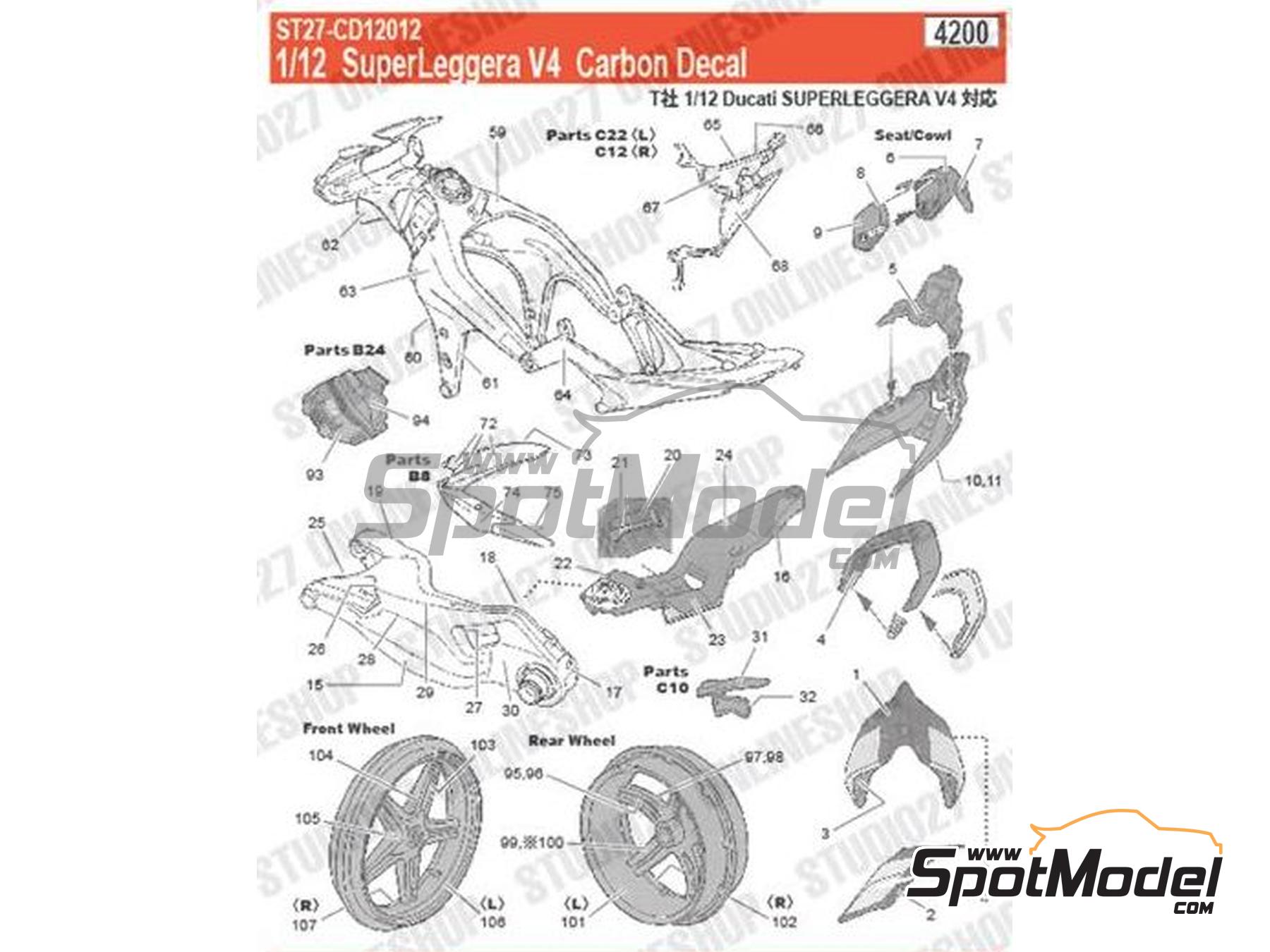 Studio27 CD12012: Carbon fibre pattern decal set 1/12 scale Studio27 CD12012: Carbon fibre pattern decal set 1/12 scale